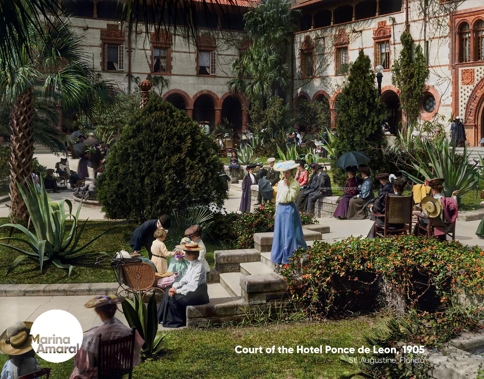 Court of the Hotel Ponce de Leon, St. Augustine, Florida, 1905. r