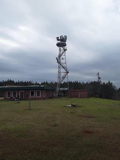 The old WSR57 weather radar near Brent took a direct hit from Thursday