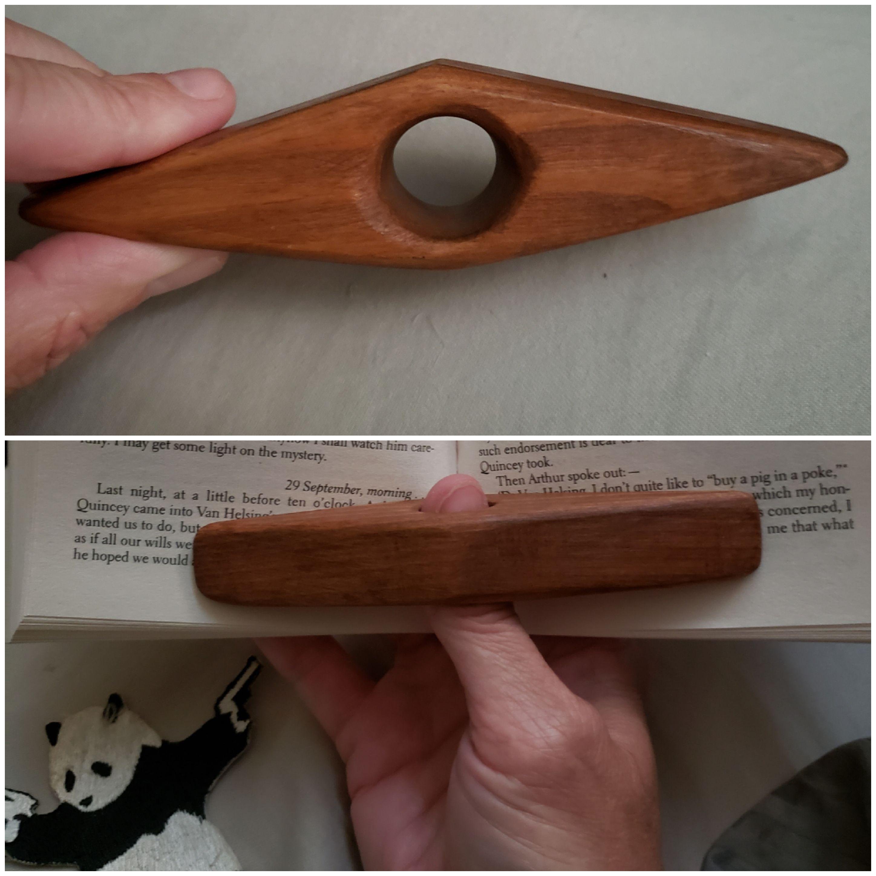 My husband made this bookholderopener for me to ease hand cramping.