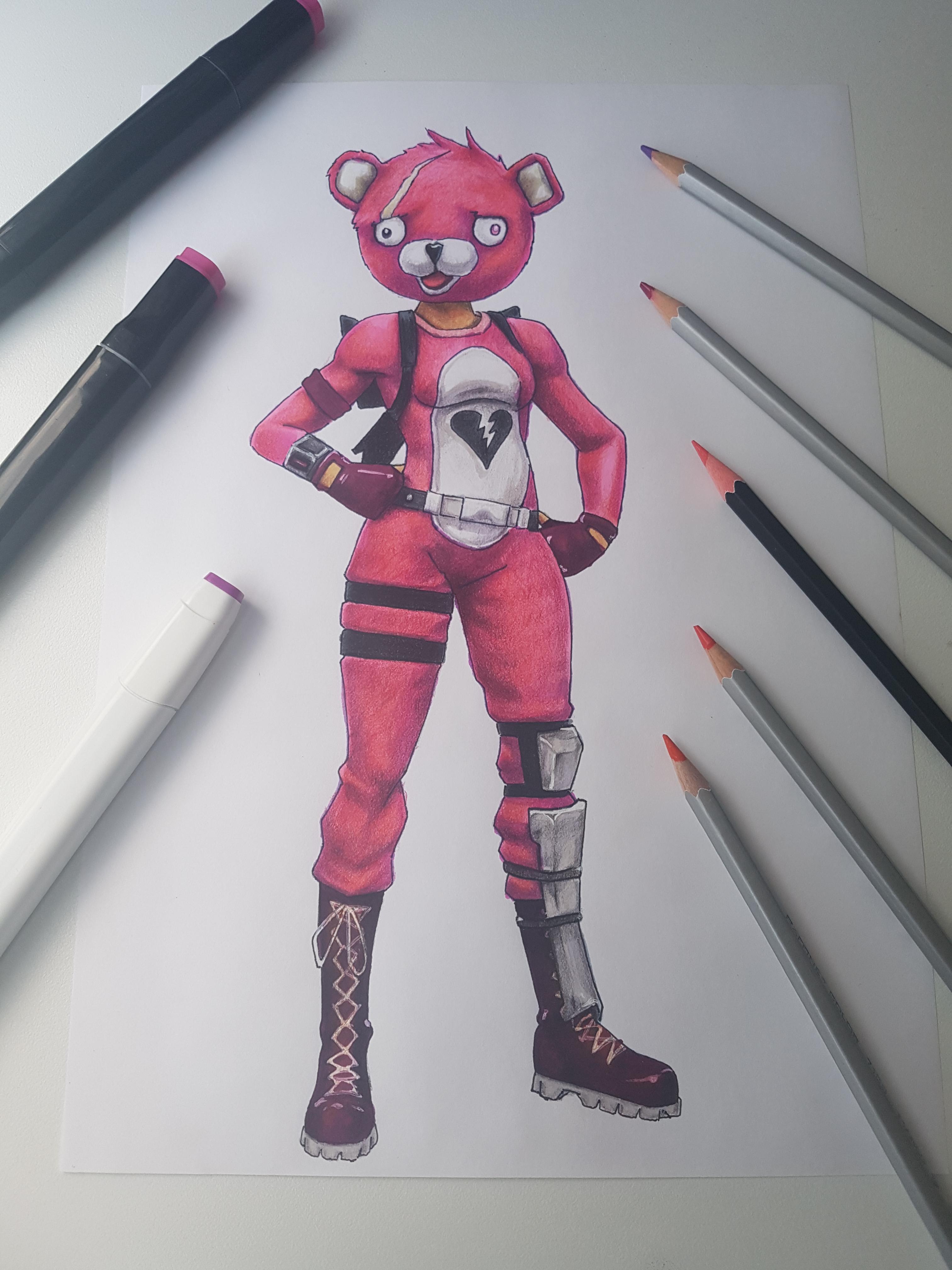 A drawing of the Cuddle Team Leader by Sema Art FortNiteBR