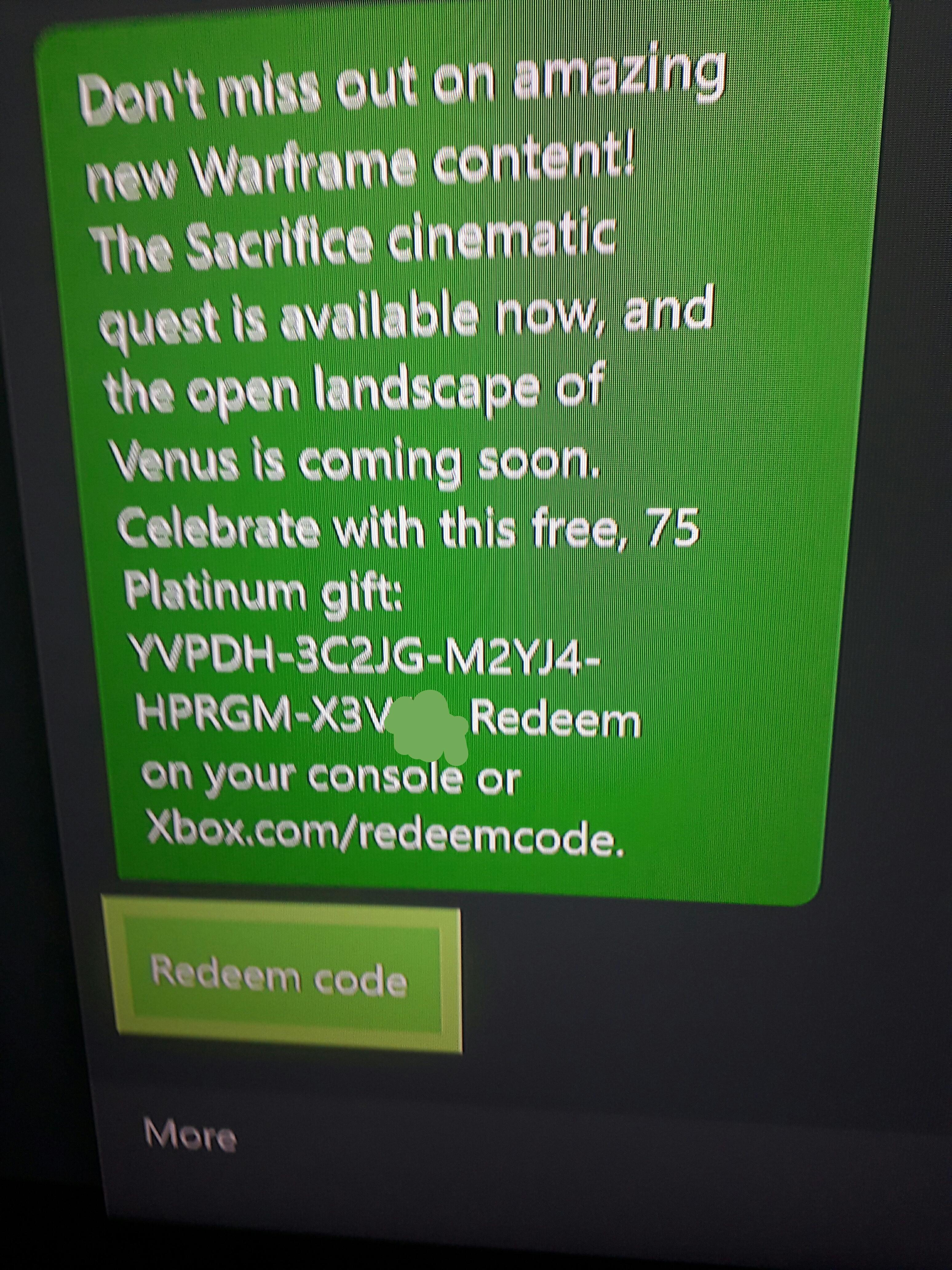 Warframe 75 Platinum r/xboxone