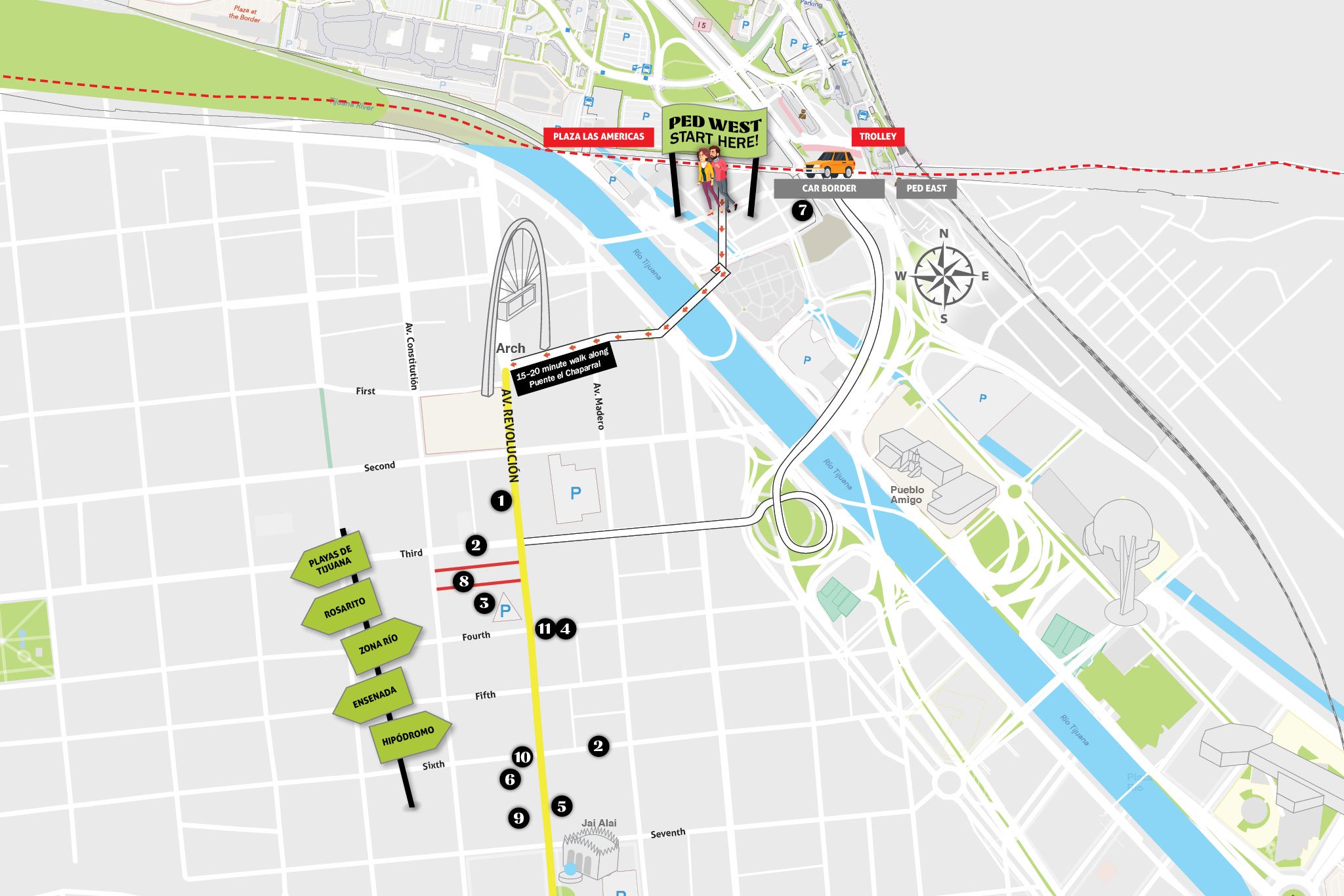 A simple TJ map with a few stop (places inside) r/tijuana