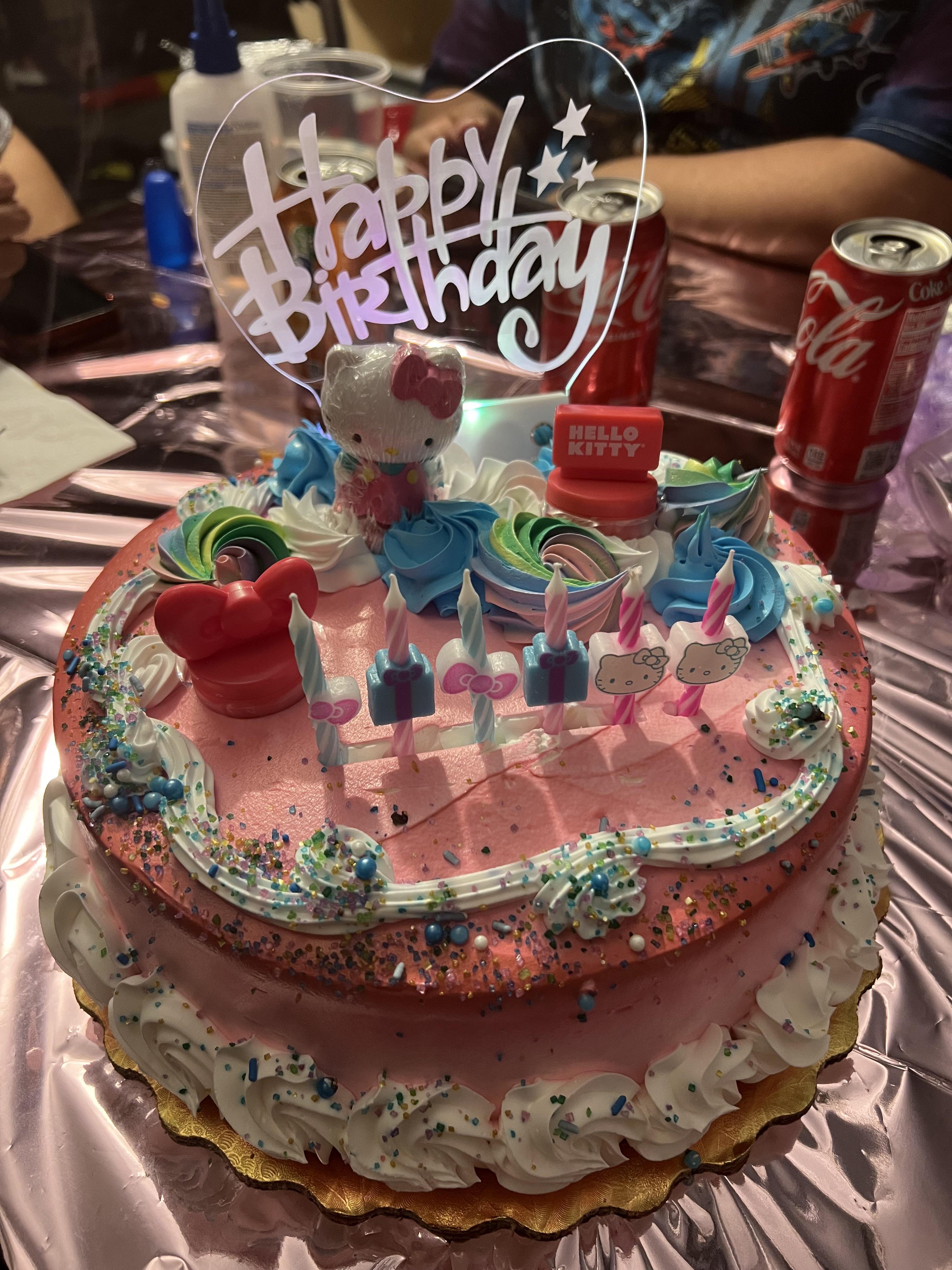 My Hello kitty birthday cake from Northgate Market (it was tres leches