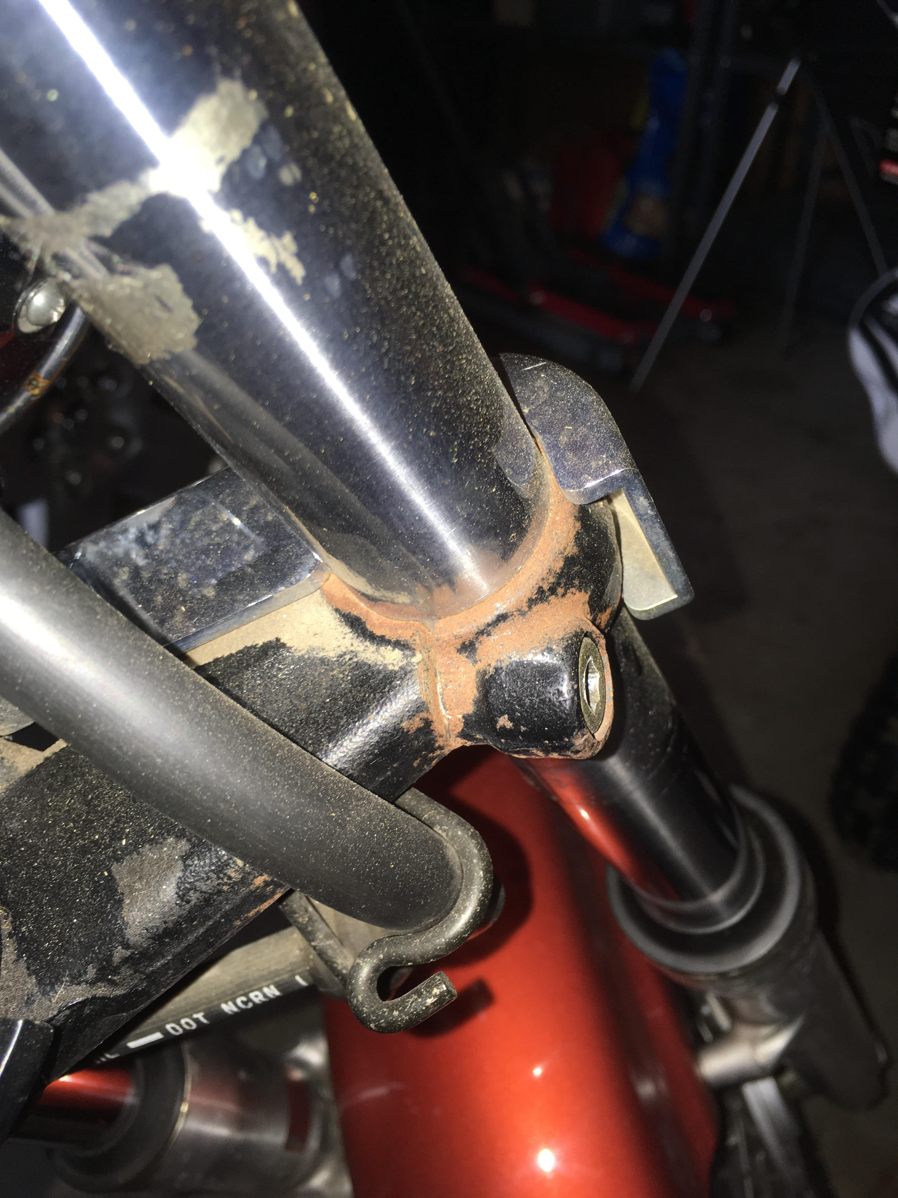 Should I be concerned about this rust? It's on the other fork too, but not as bad. r/motorcycles