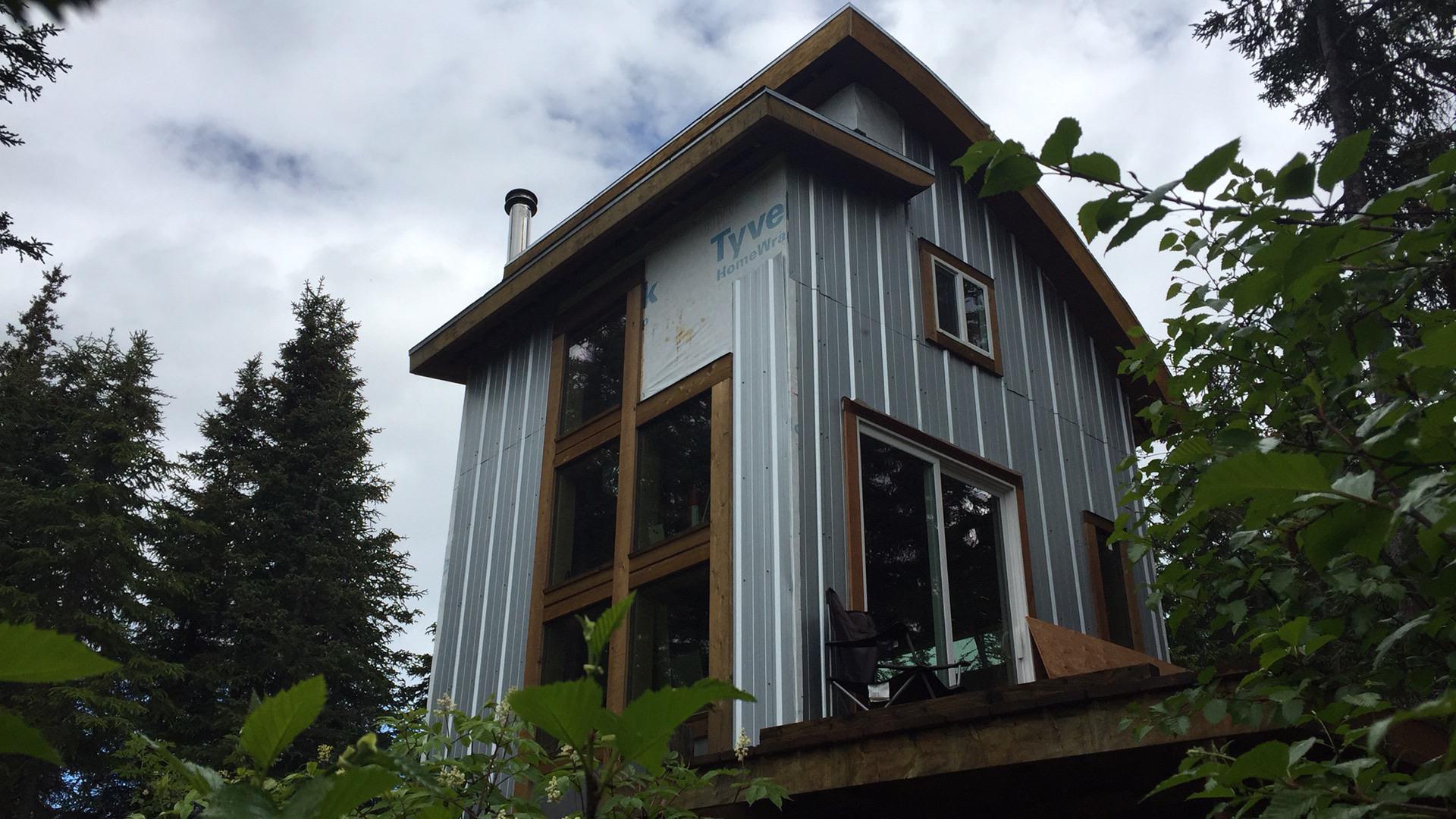 Homer, Alaska. The first cabin I built has a curved roof. Kind of