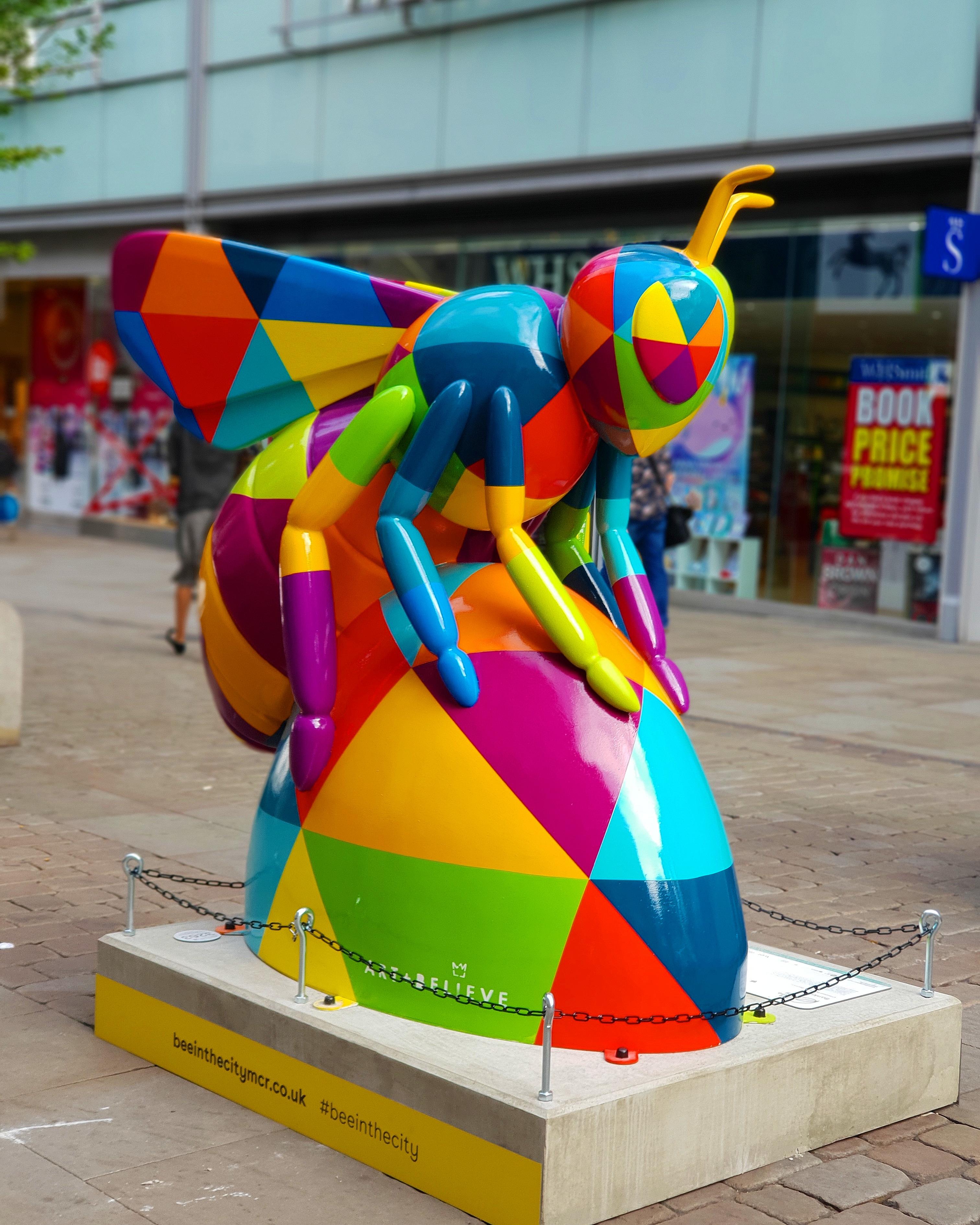 1 of 101 unique colourful bee sculptures around Manchester [3024 x 3780