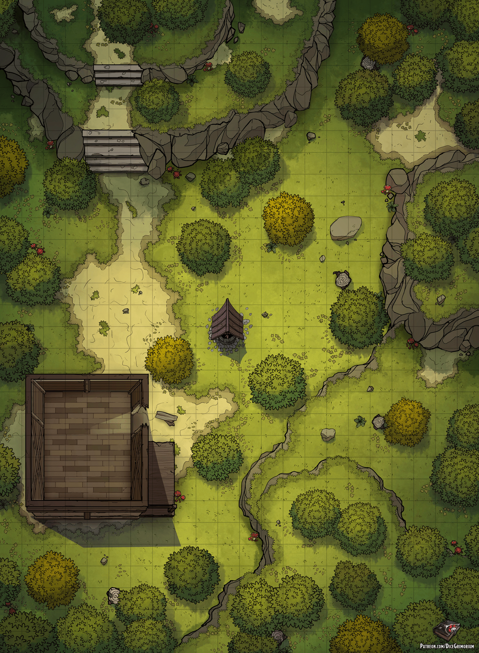 D&D 5E Forest Map Oc][Art]Shack In The Forest Battle Map 22X30 : R/Dnd