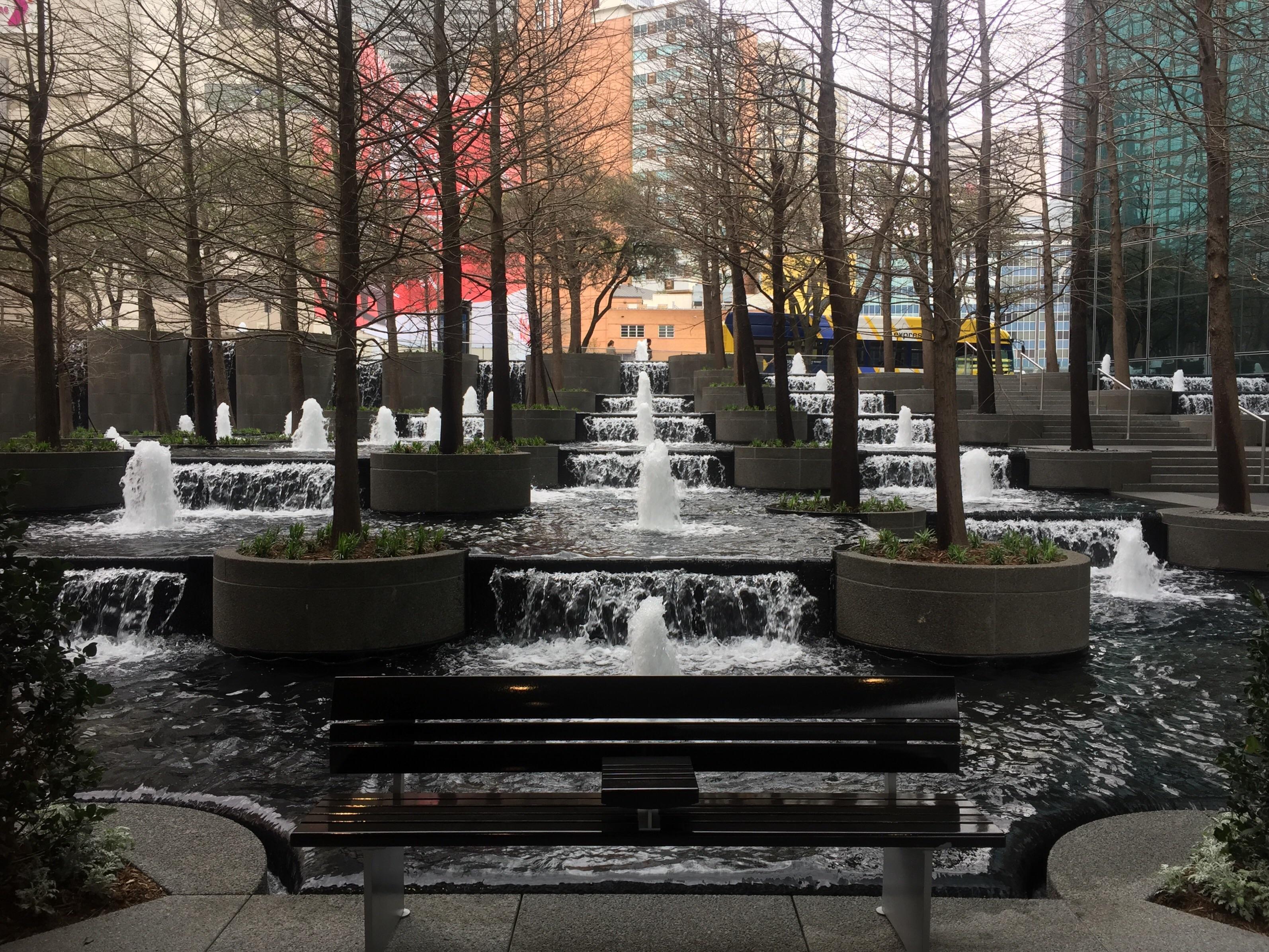 A small portion of the 172 fountains at the newly renovated plaza at