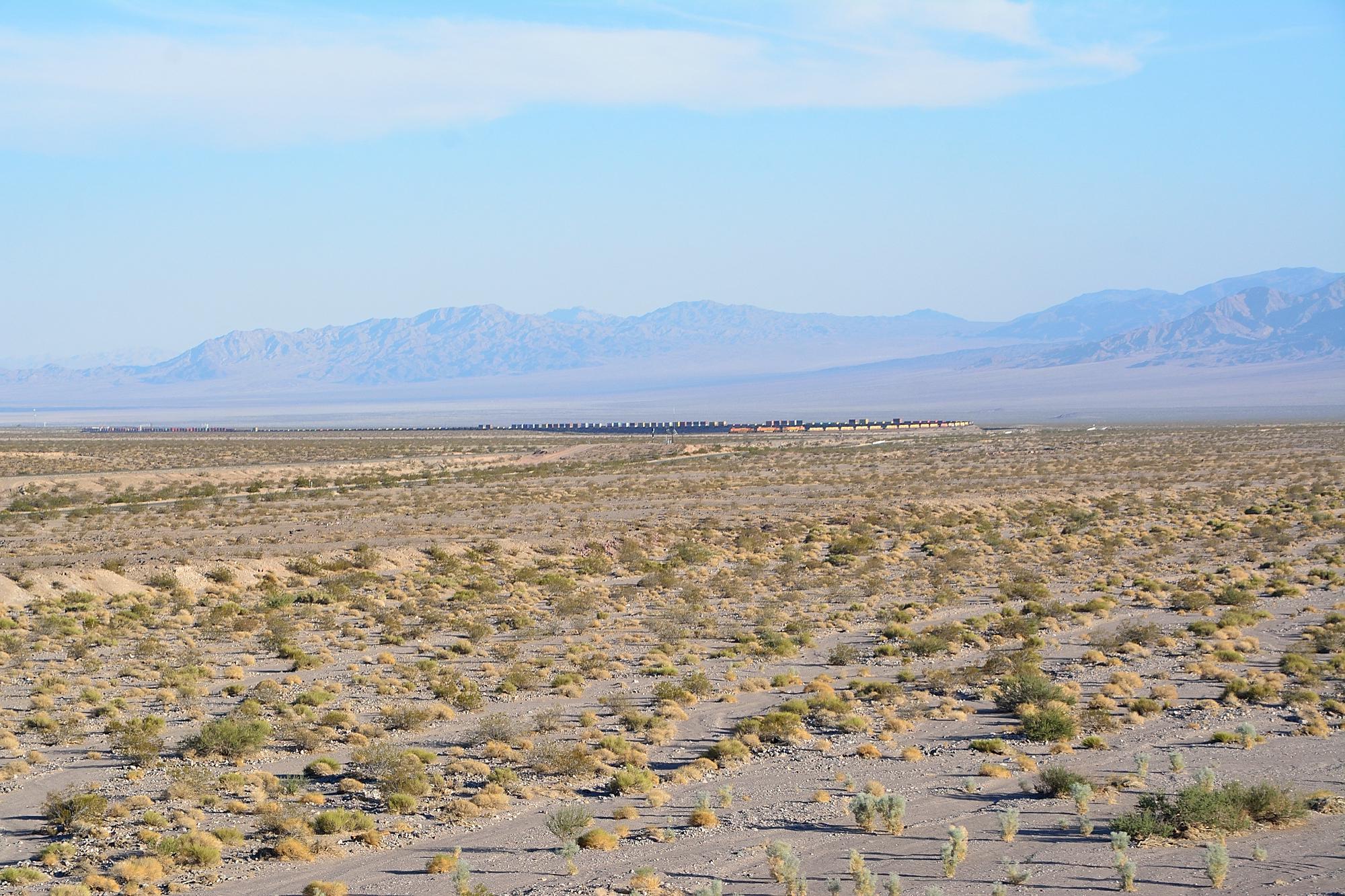 Trains, the California desert. And the late afternoon. A perfect