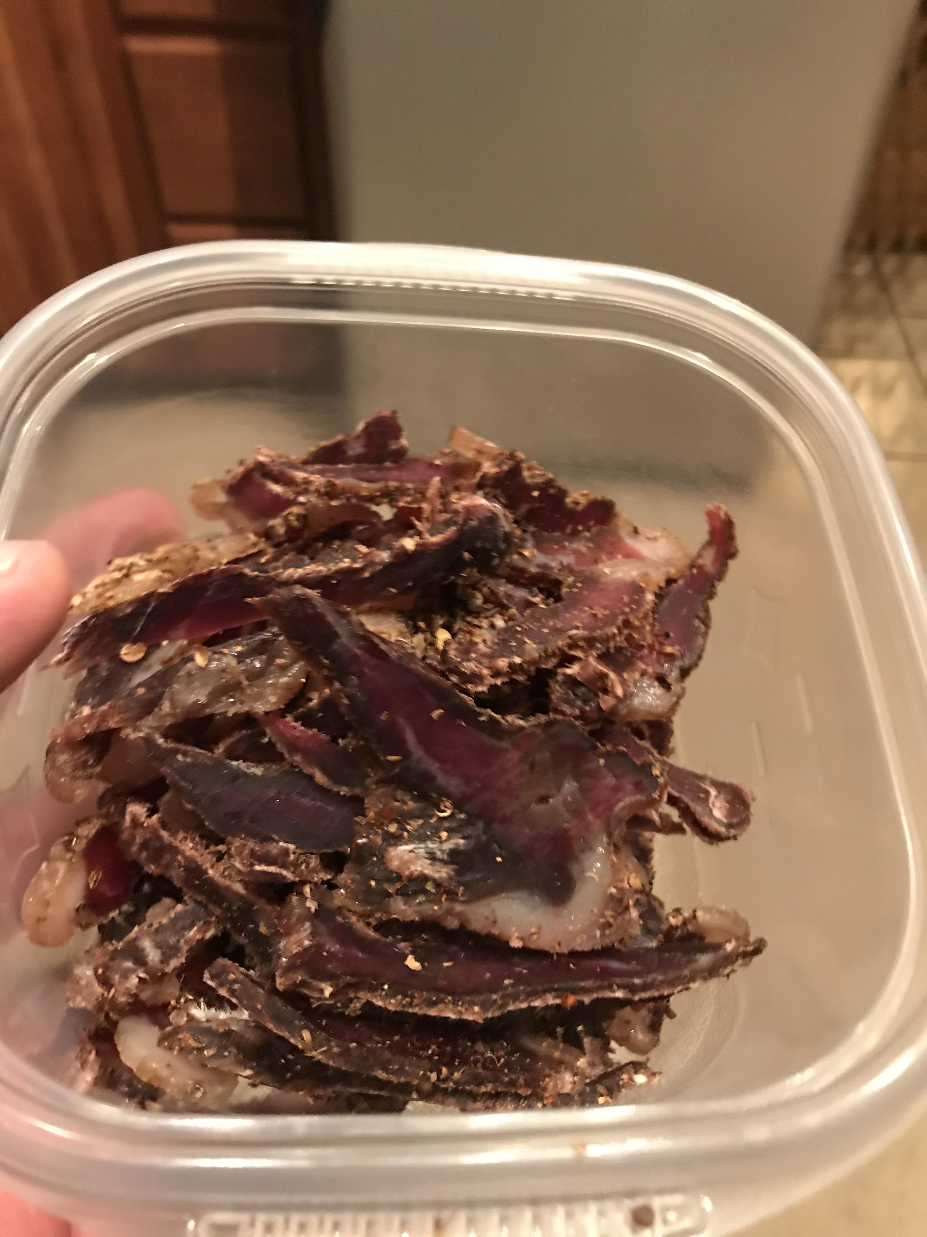 2 lbs through the electric slicer today.... r/Biltong