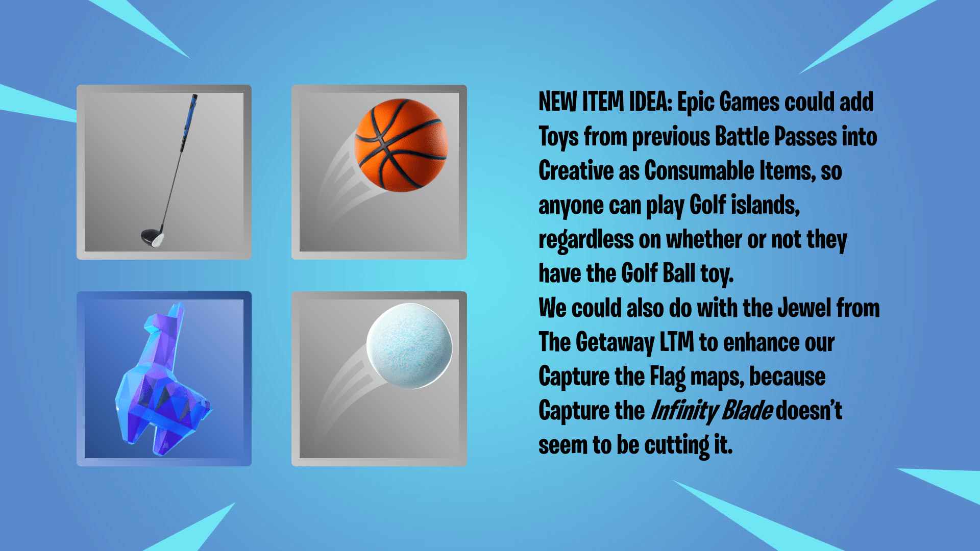 What if Epic Games added Toys as Consumable items into Creative? It
