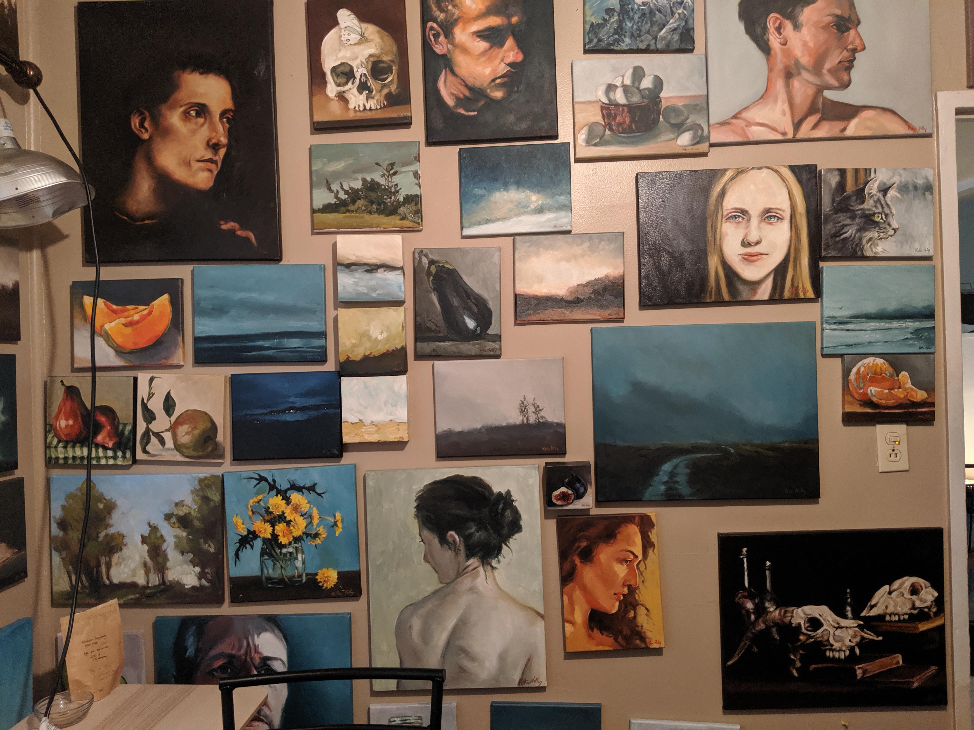 My wall of paintings is getting full r/painting