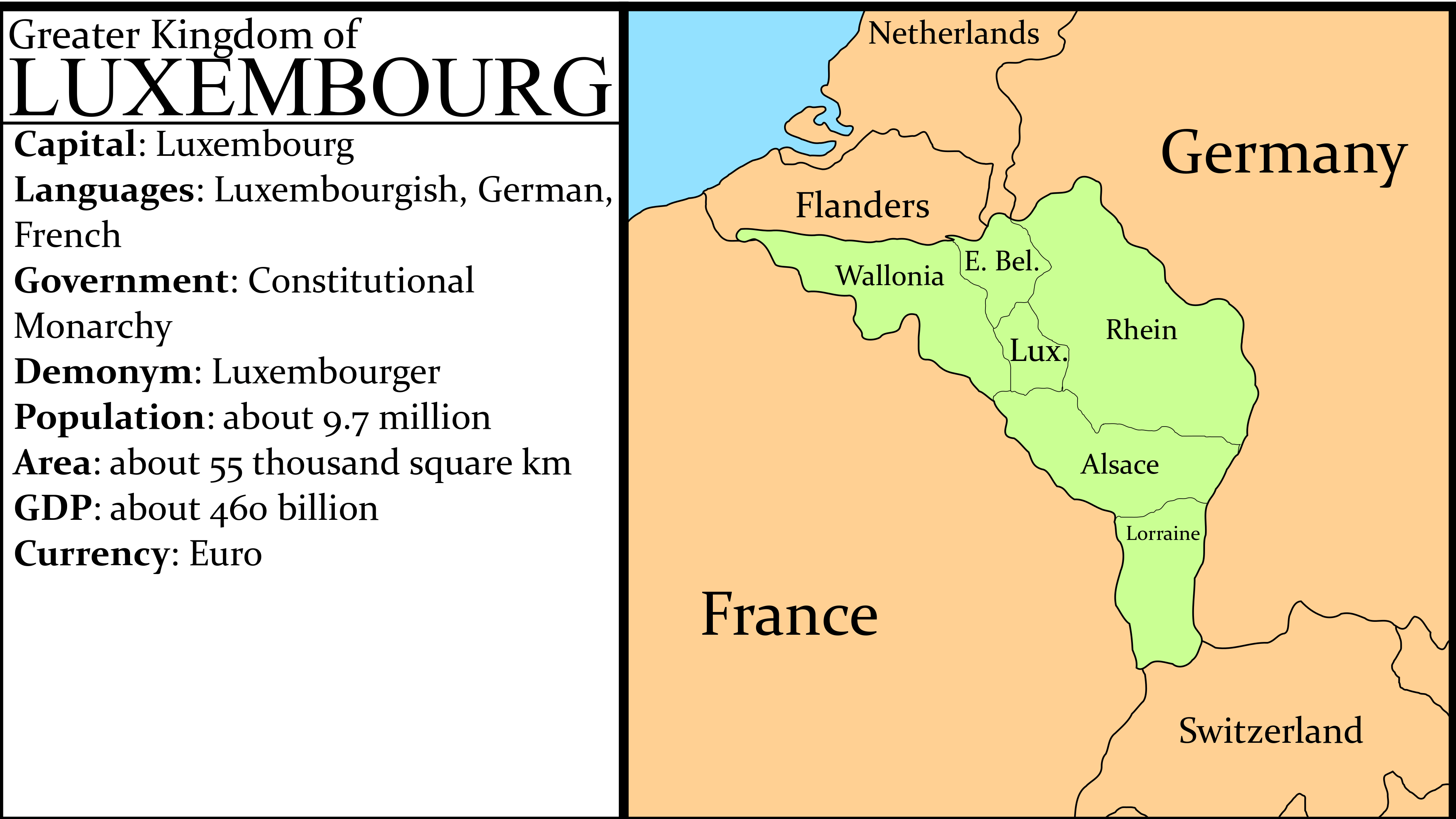 Greater Kingdom of Luxembourg Original Map r/imaginarymaps