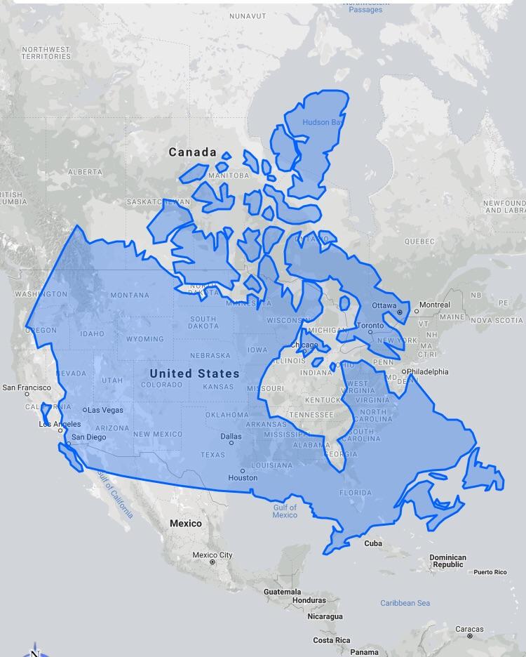 The true size of Canada r/mapporncirclejerk