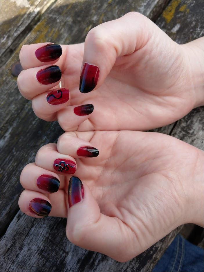 Crowley inspired nail art r/goodomens