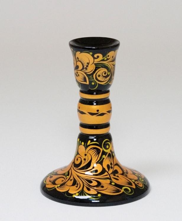 Handpainted candle holder in Russian Khokhloma style r/russiansouvenir