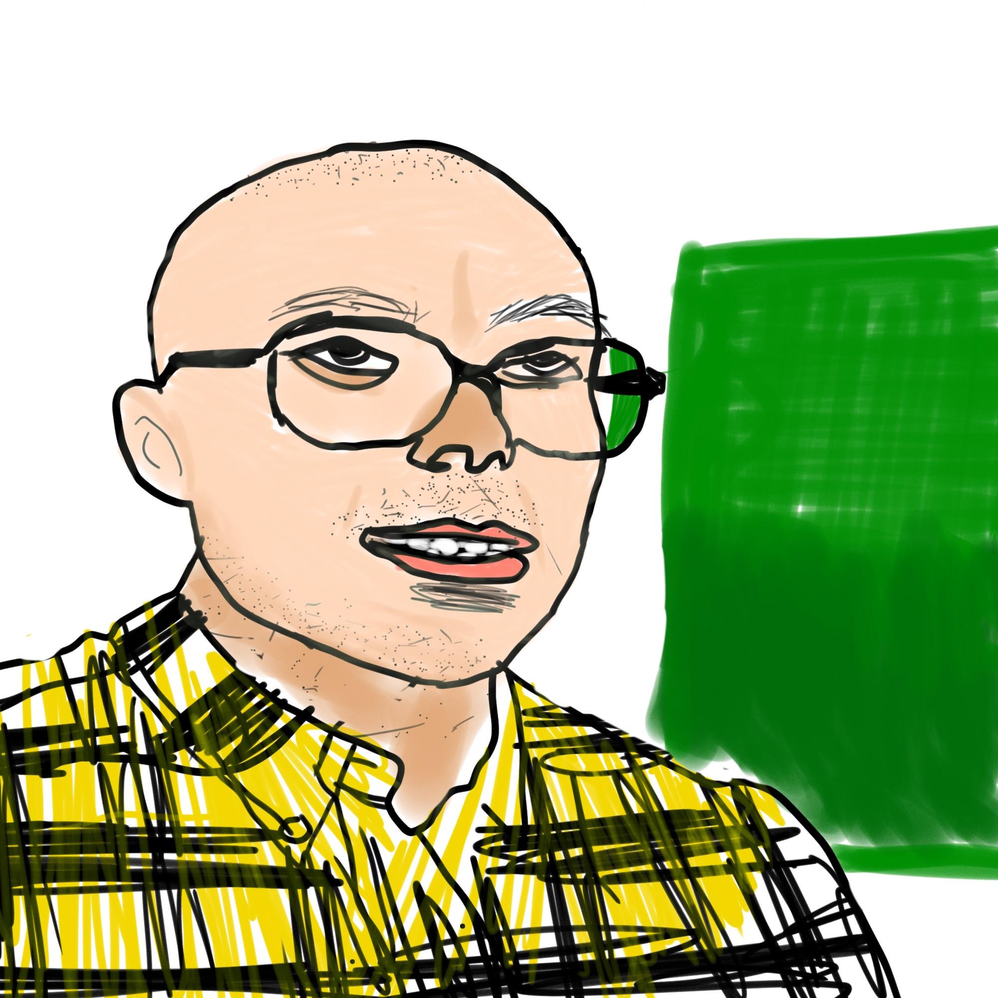 Minimalistic traced art of Melon Fantano r/theneedledrop