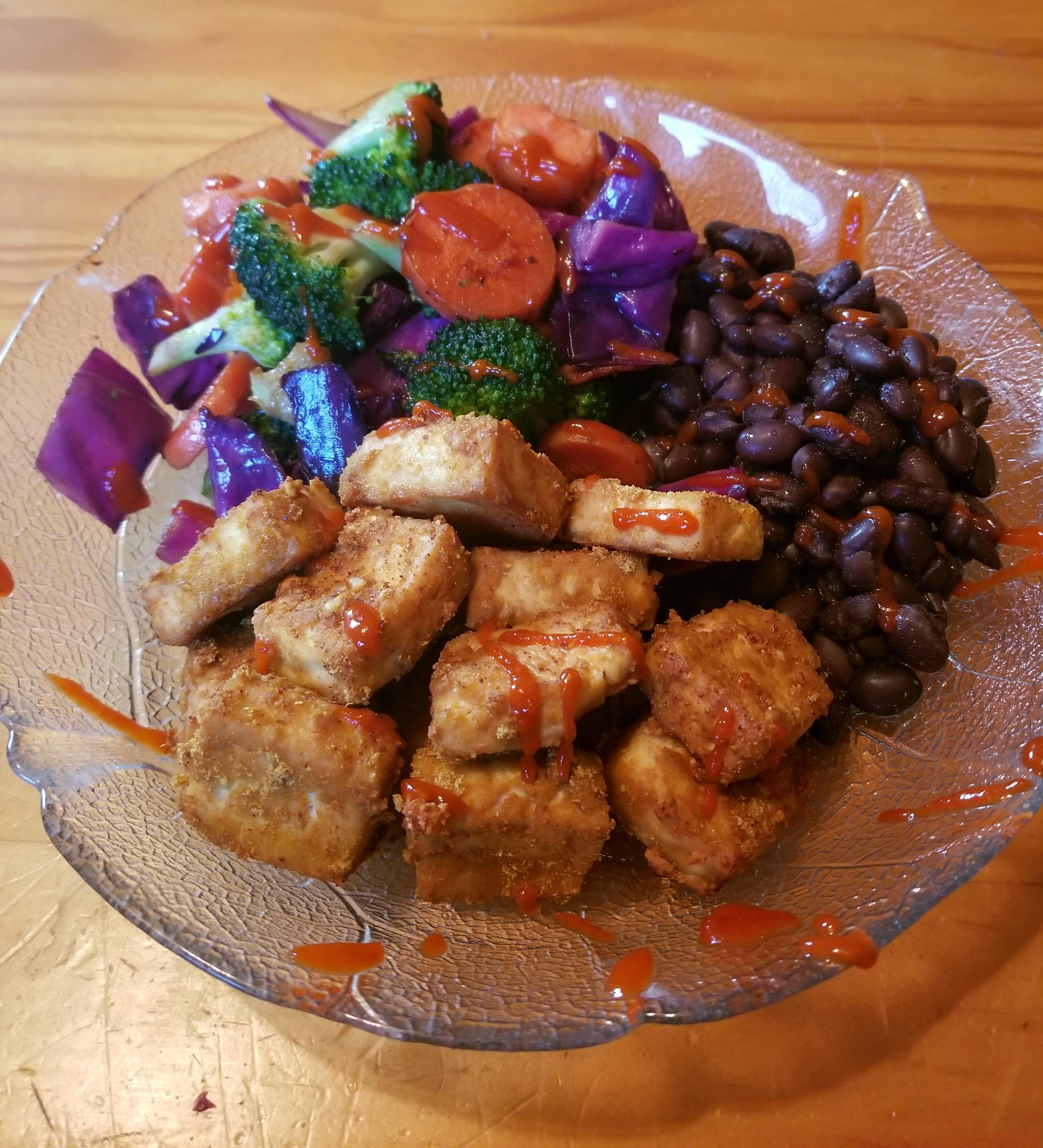 Crispy baked tofu, veggies, and beans! r/VeganFood