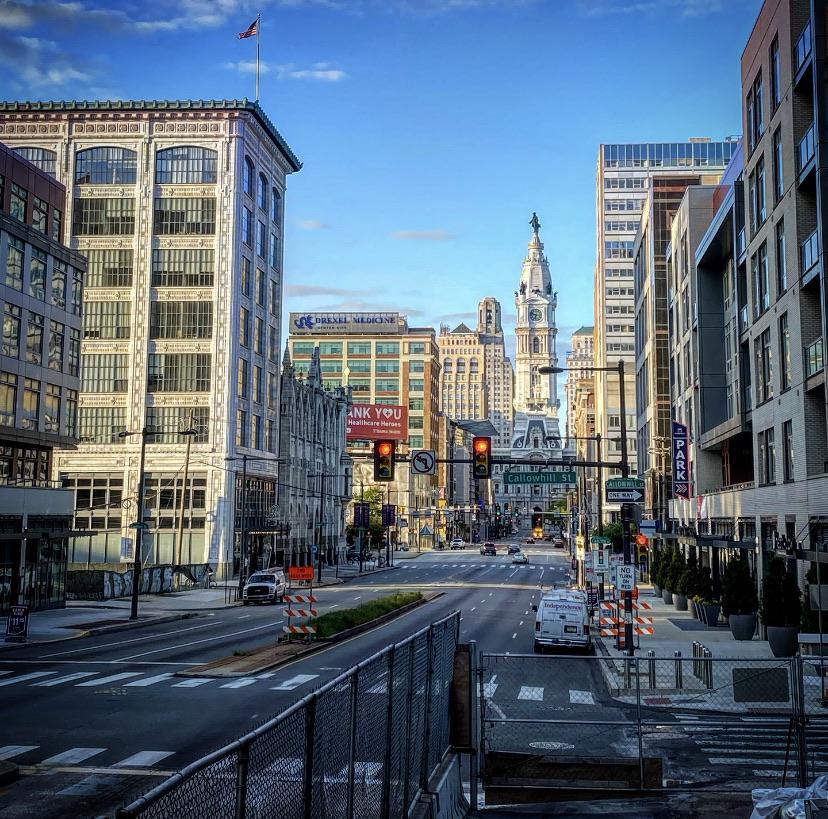 Center city Philadelphia two weeks ago at the height of the Pandemic