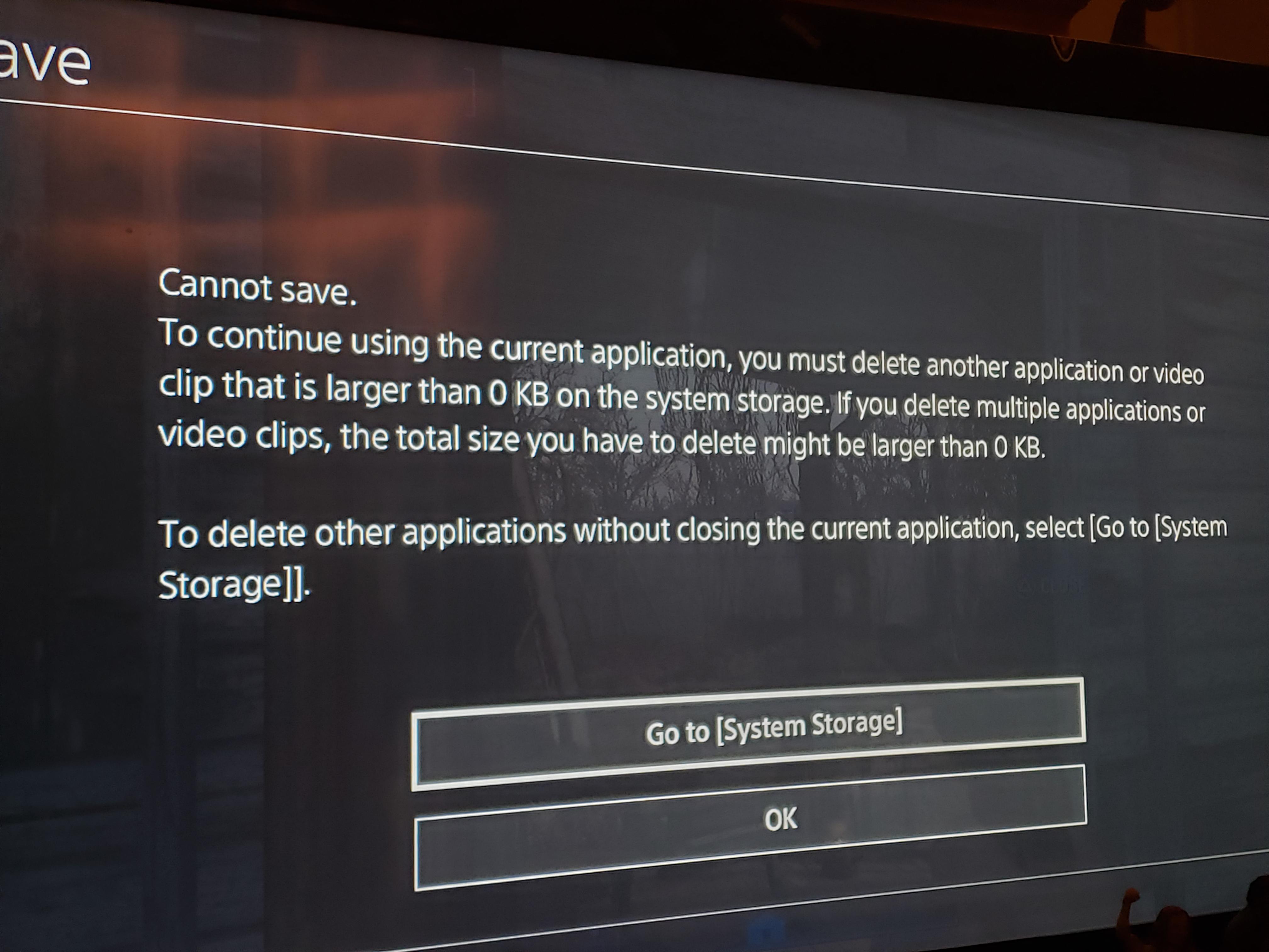 On ps4 and I keep encountering this glitch but i have 200 free gigs of
