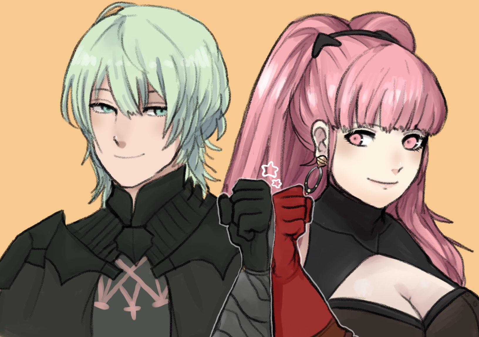 Byleth and Hilda art I commissioned from Dotty fireemblem