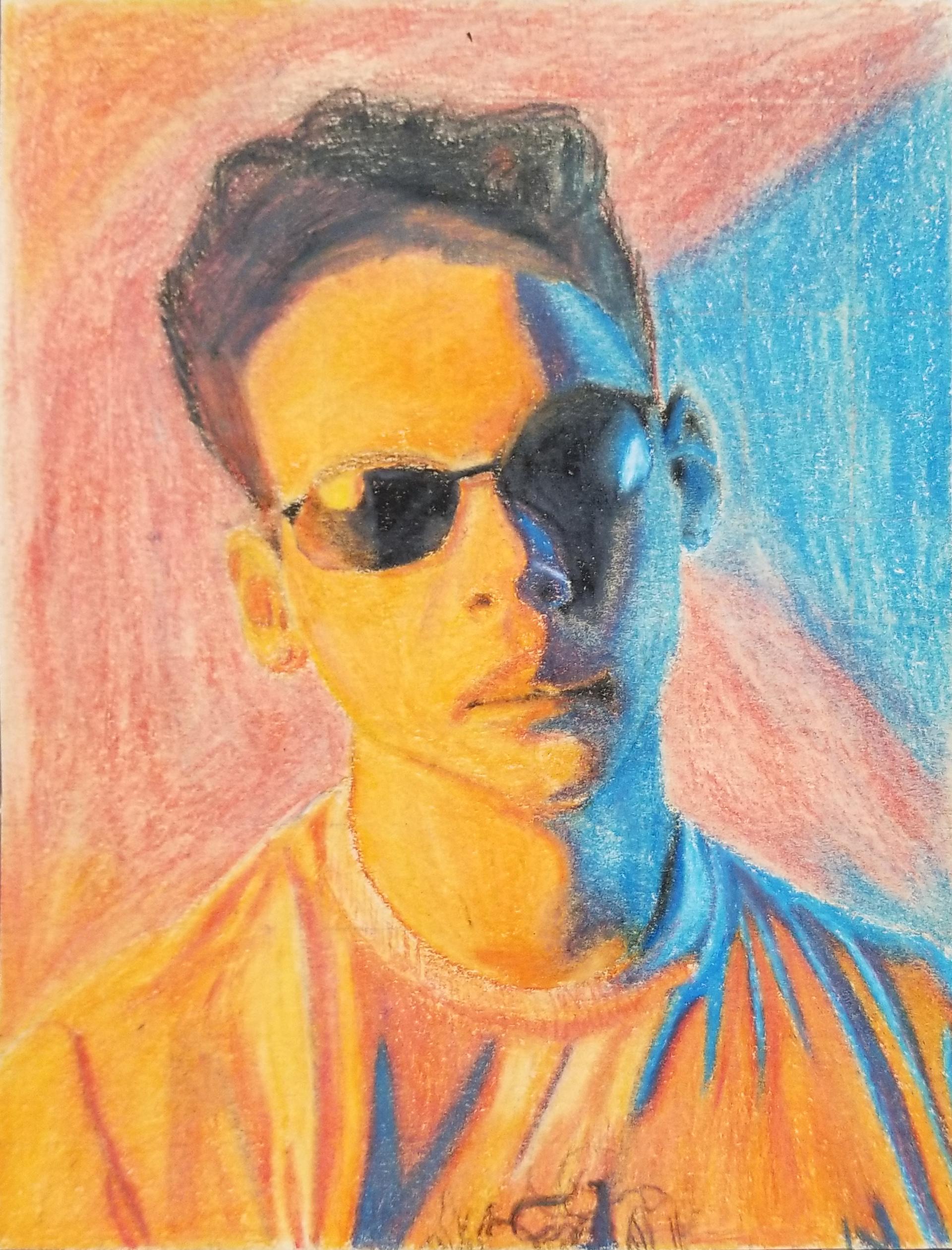 Self Portrait with Prismacolor Colored Pencils, 4.5" by 6" r/Art