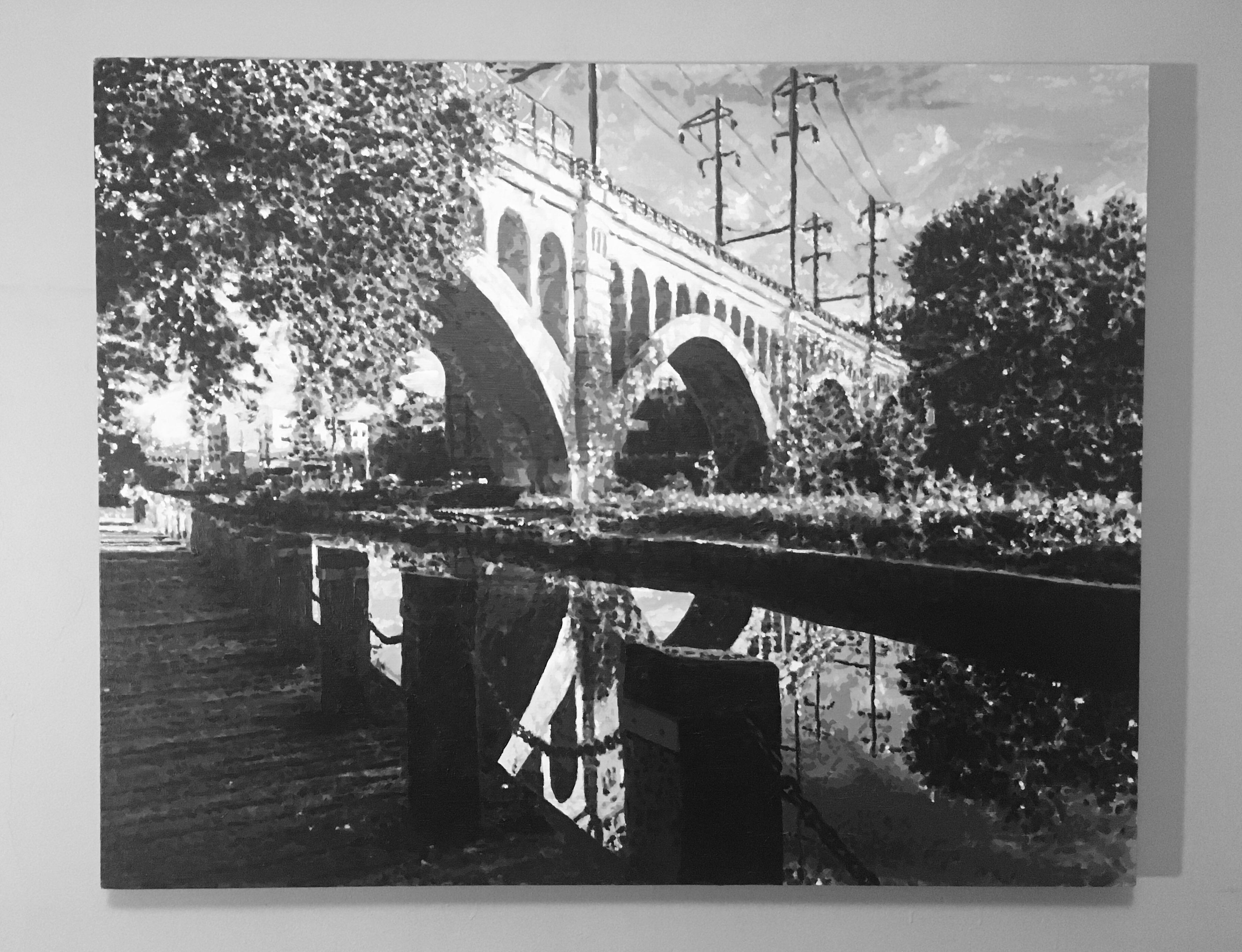 Black and White painting I did of the Green Lane Bridge in Manayunk (30
