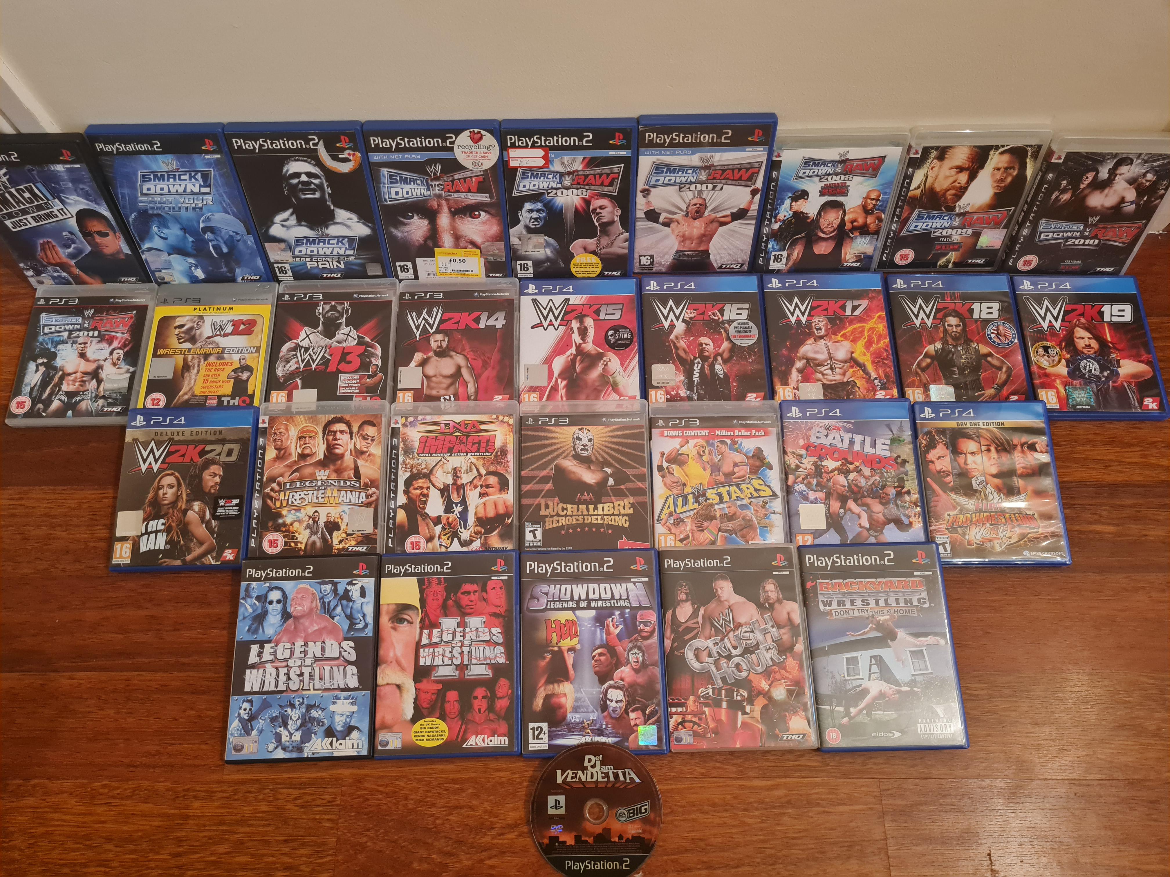 My collection of wrestling games I have for the consoles I own. I'm
