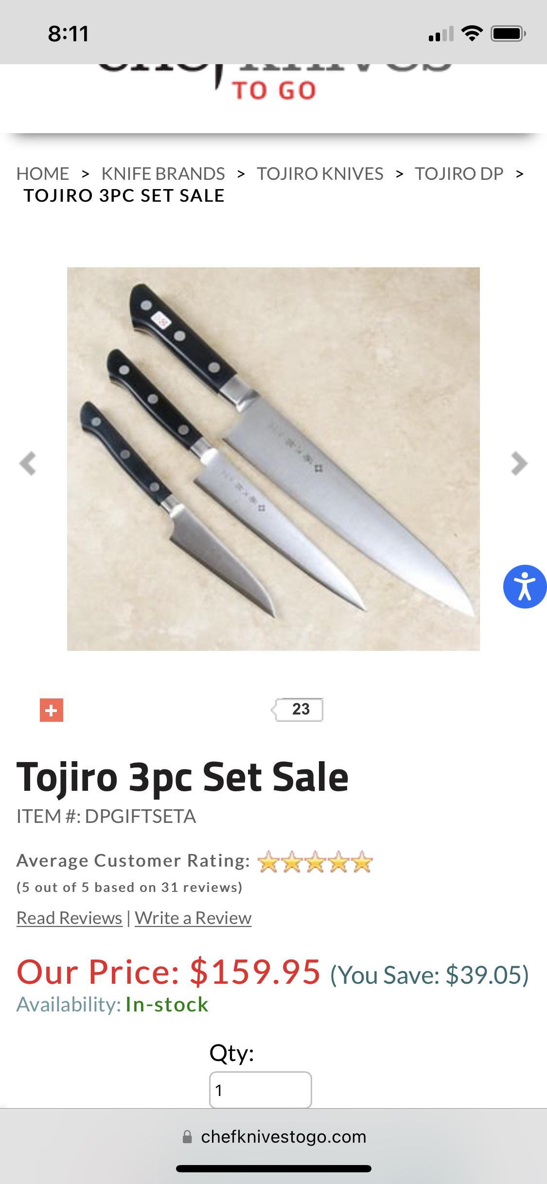 Would Tojiro DP 3 piece set be a reasonable upgrade from the same