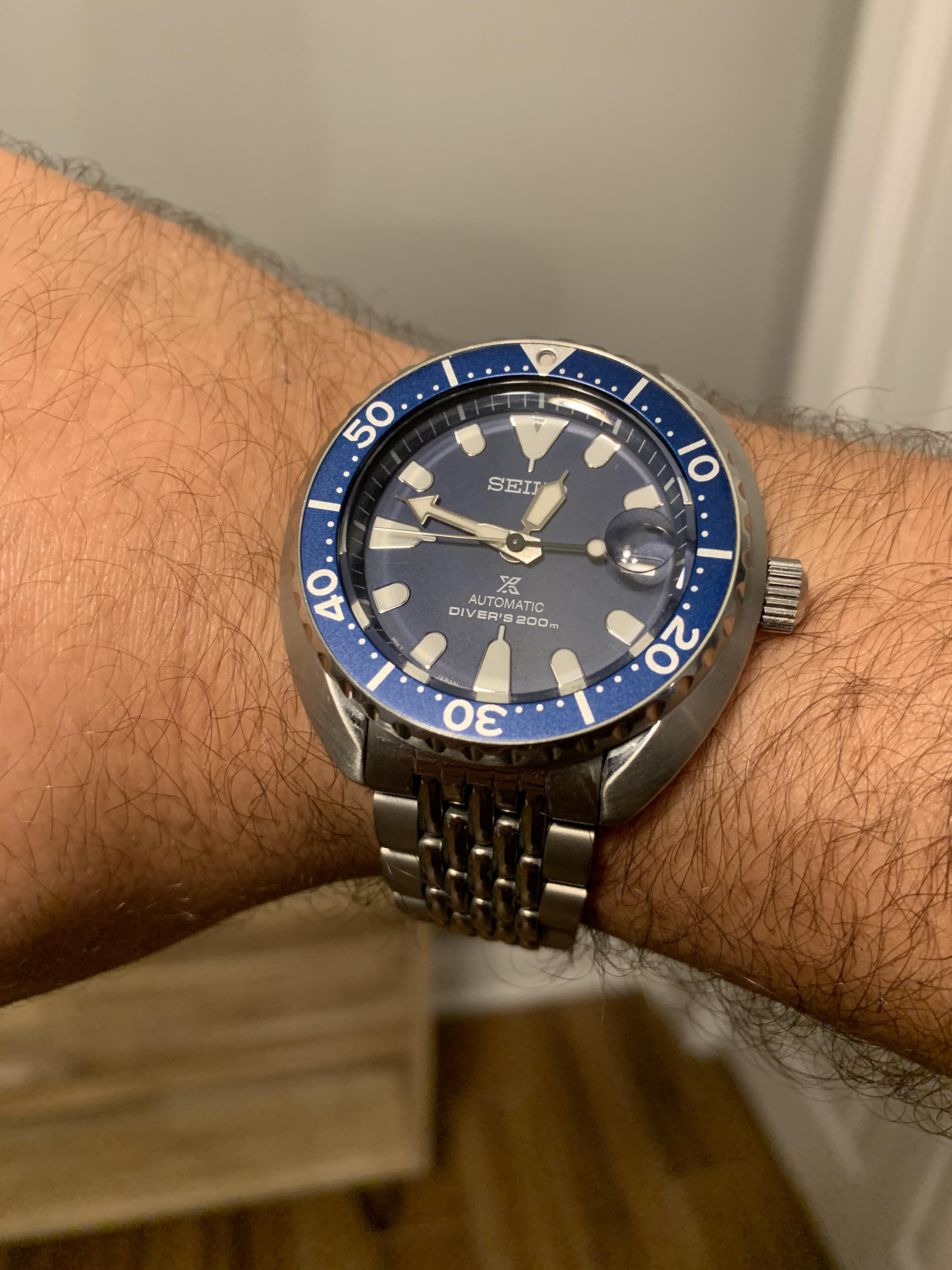 [SRPC39J1] Blue dial mini turtle with beads of rice. Posting this