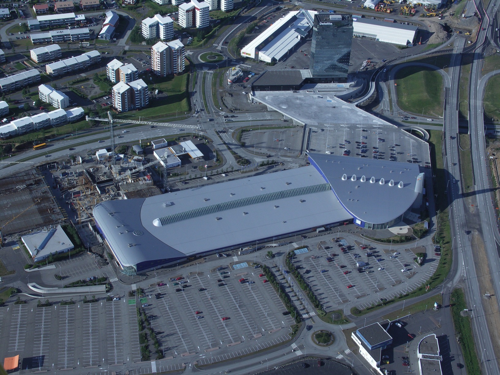 This is Iceland's largest shopping mall, seen from above. r