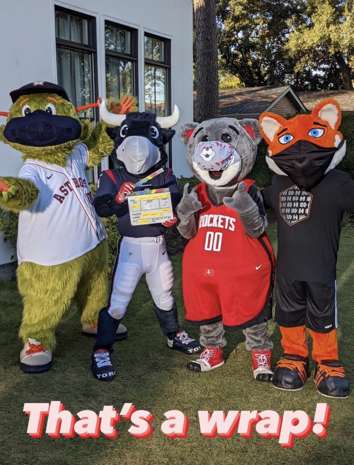 All of the Houston sports mascots in a mask. r/houston