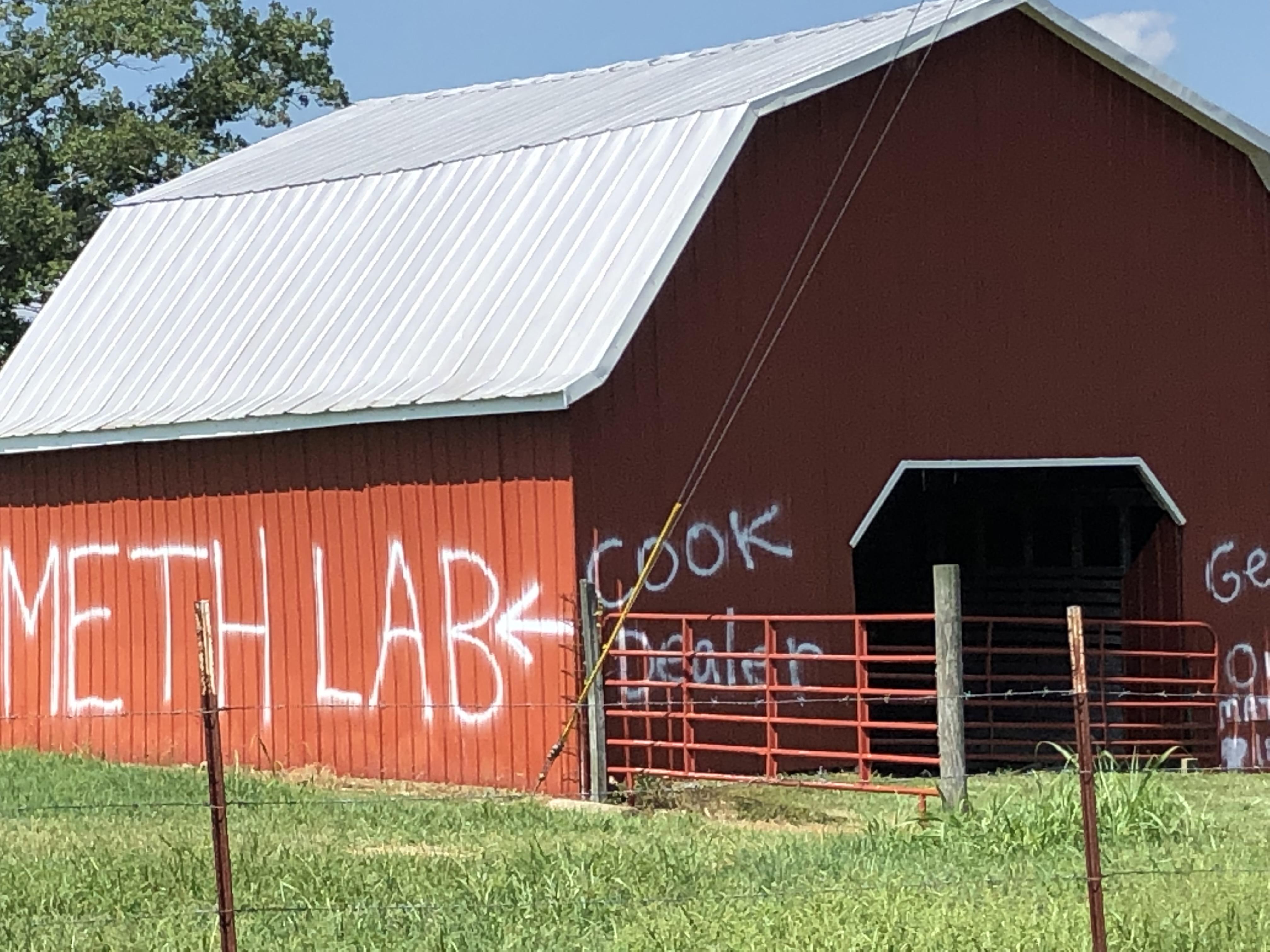 A barn spray painted in Jackson CO Tennessee r/pics