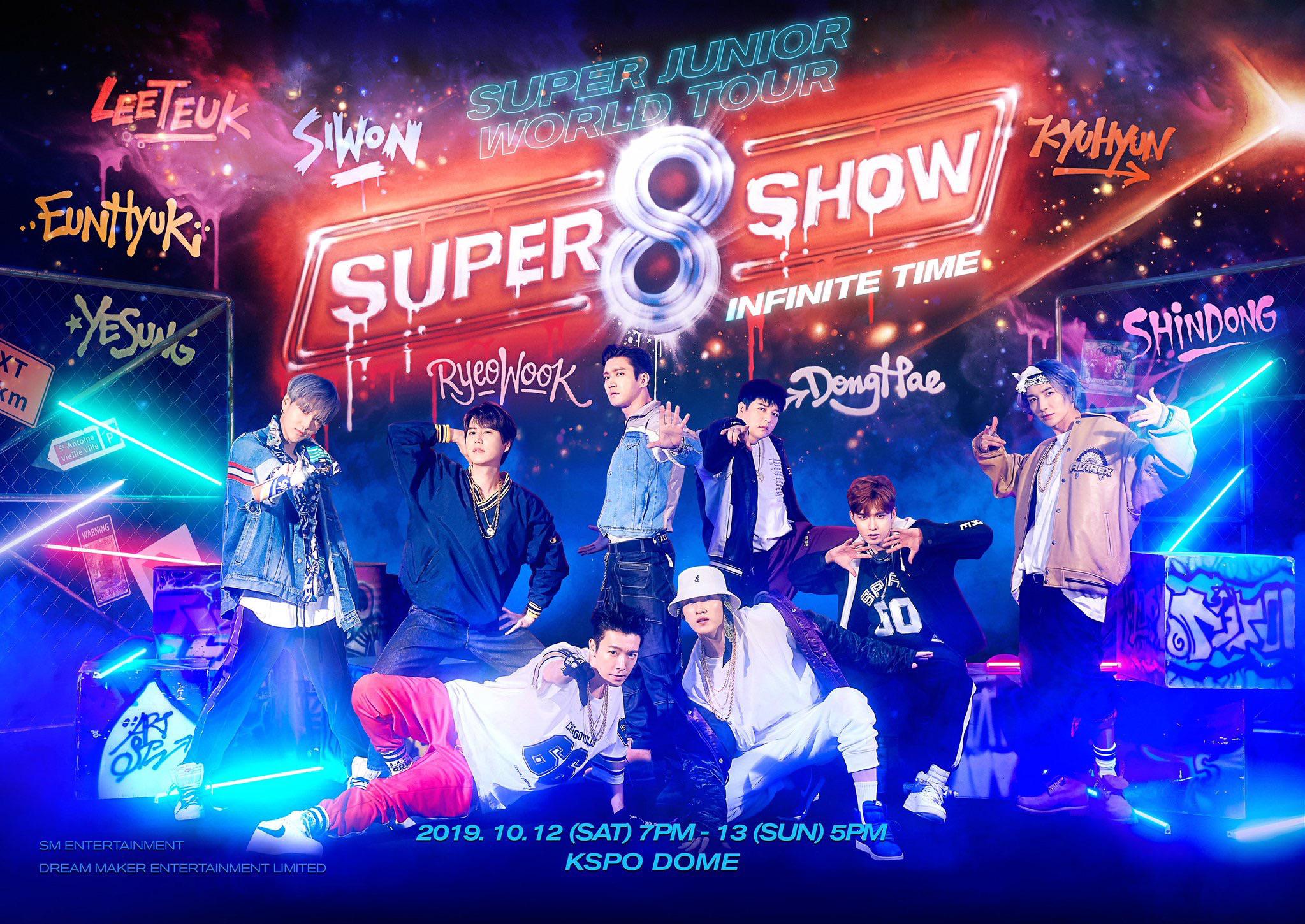 super junior world tour 2023 schedule Super Junior World Tour Super Show 8 Infinite Time (Poster) kpop