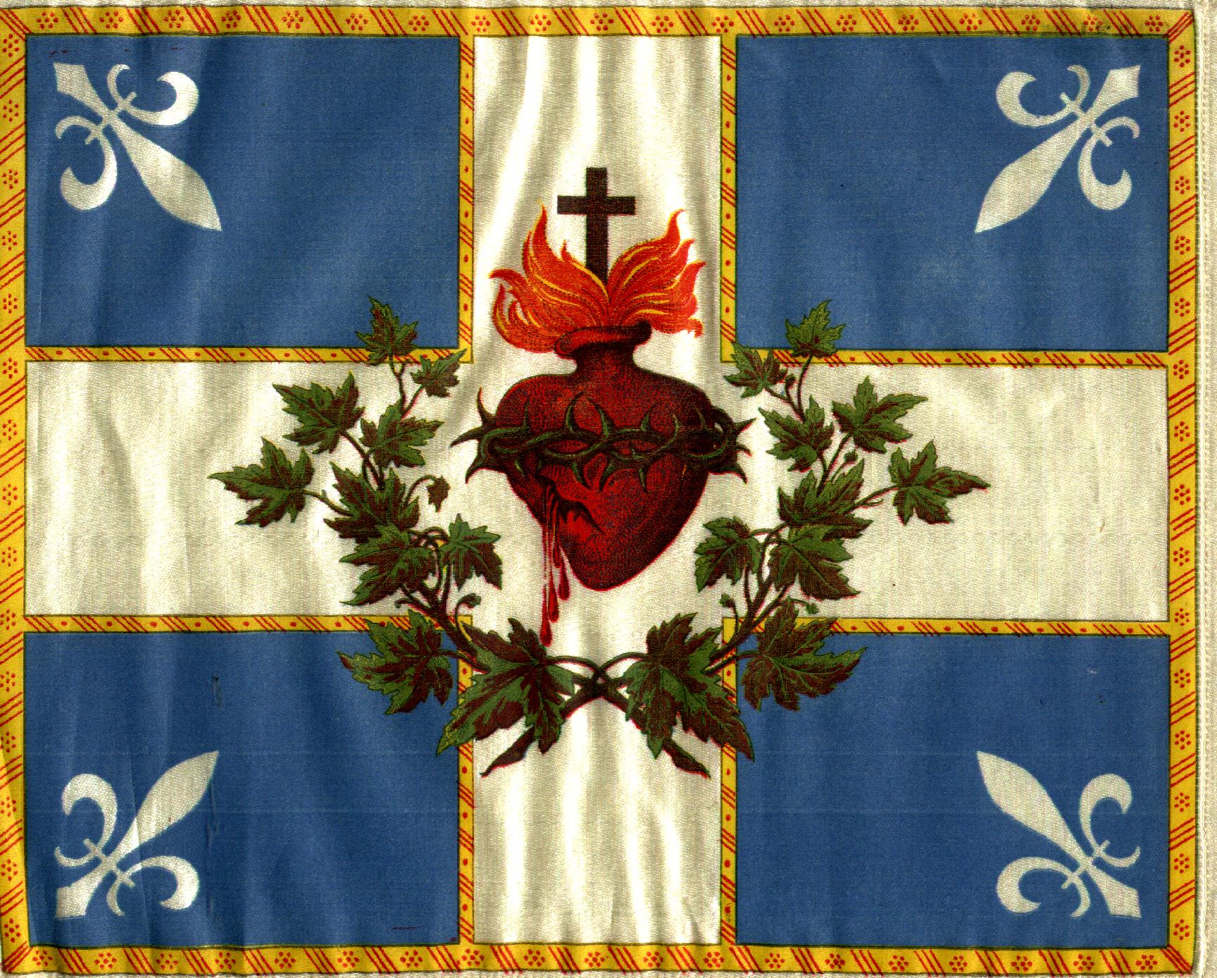 [Free Friday] Catholic Flag of Quebec with the Sacred Heart and Fleur