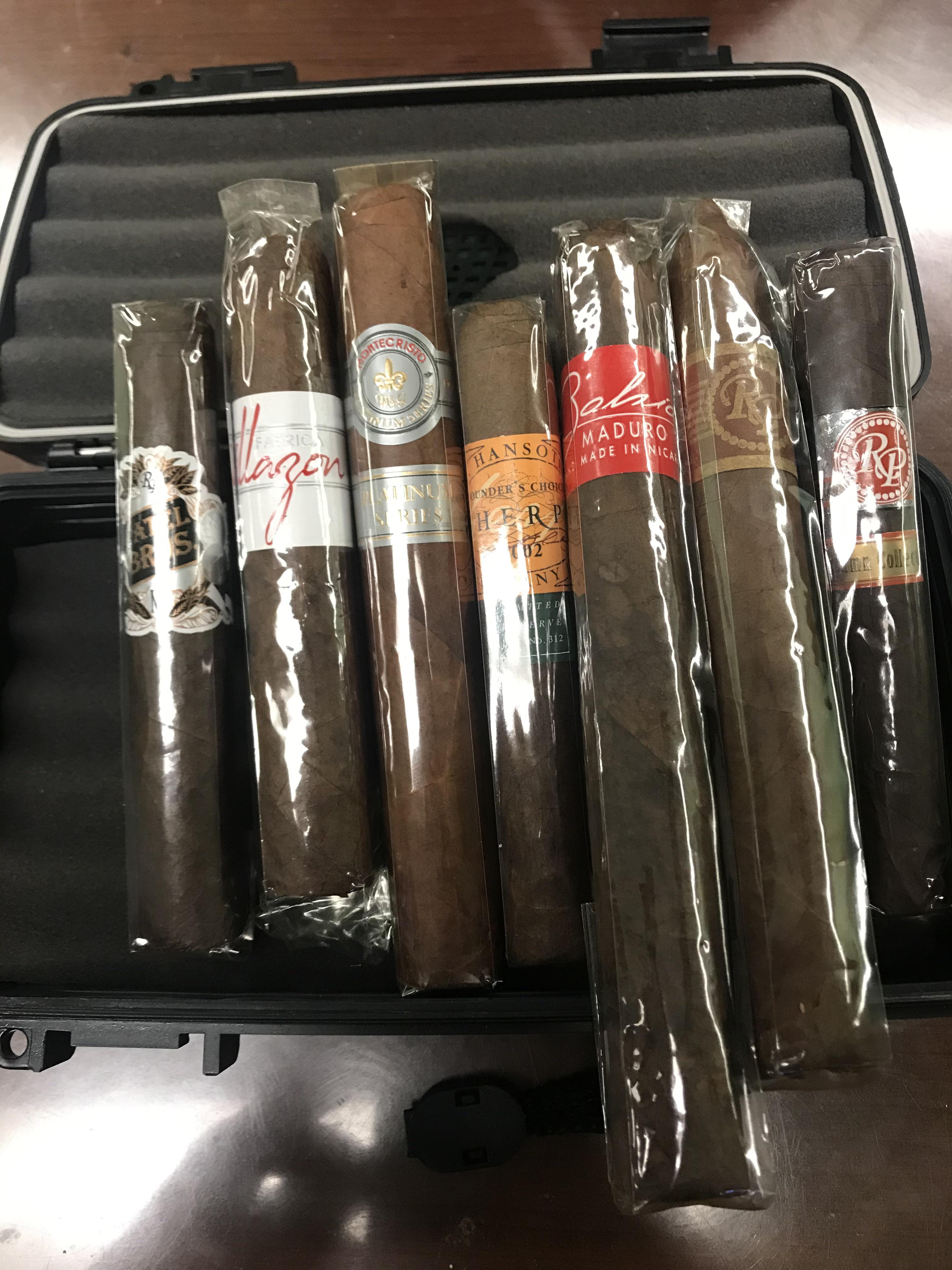 My work cigar’s. I bought a rocky patel sampler from Thompson and the Montecristo from Jr’s and
