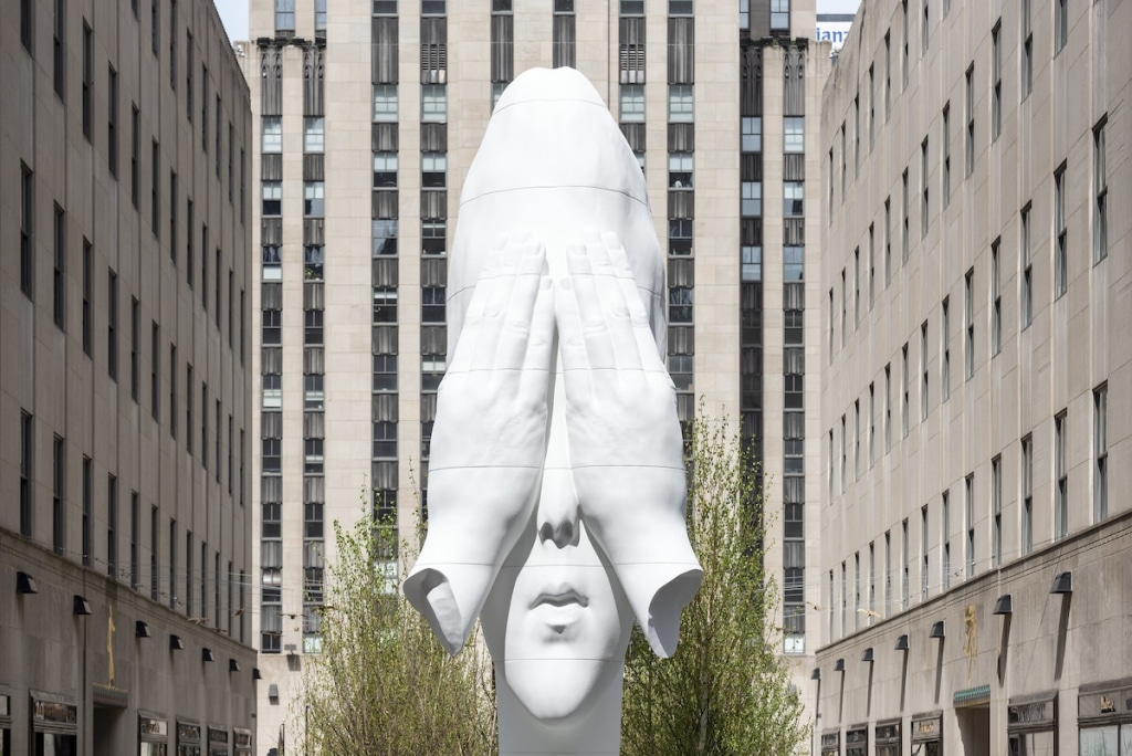 Giant Head Sculpture Takes Over Rockefeller Center for Frieze New Yor