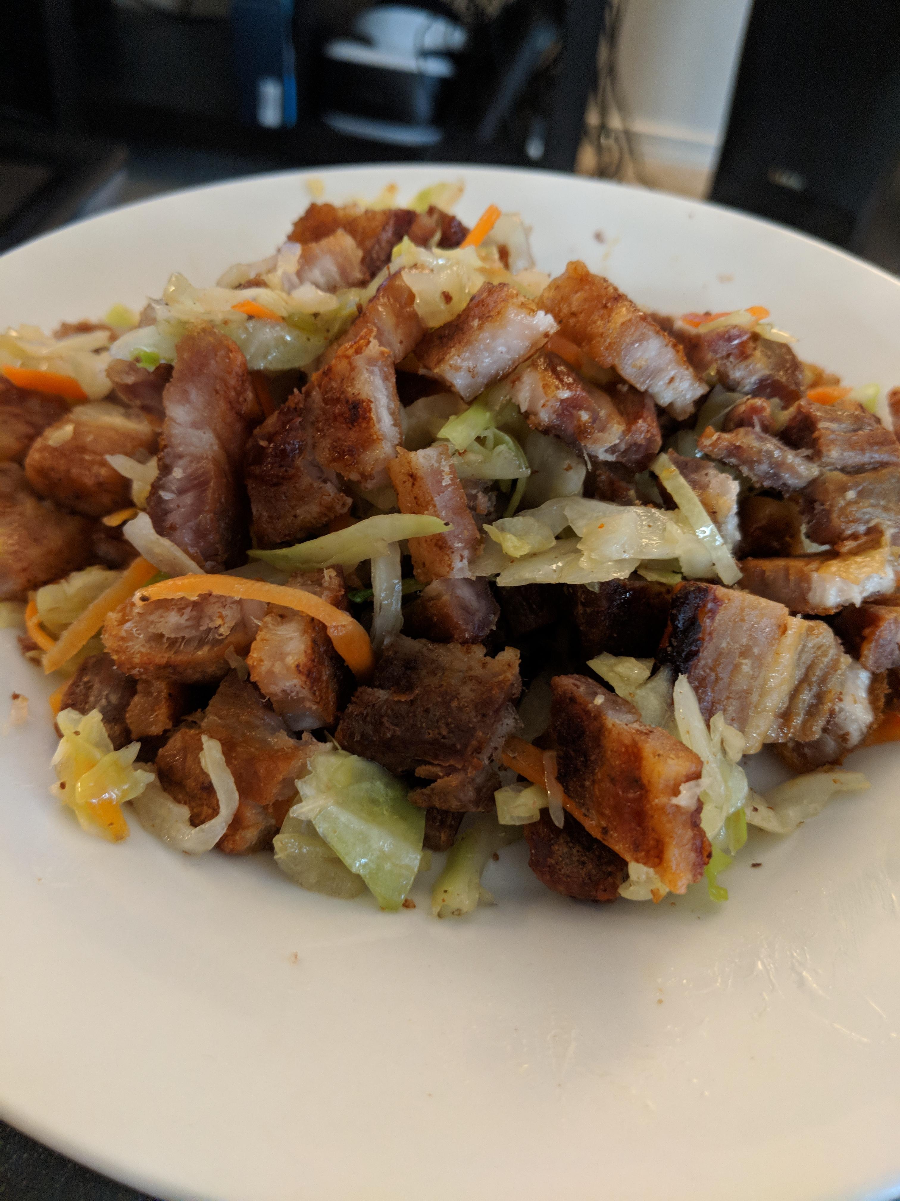 Crispy pork belly with thai spiced cabbage. (Recipe in comments) r