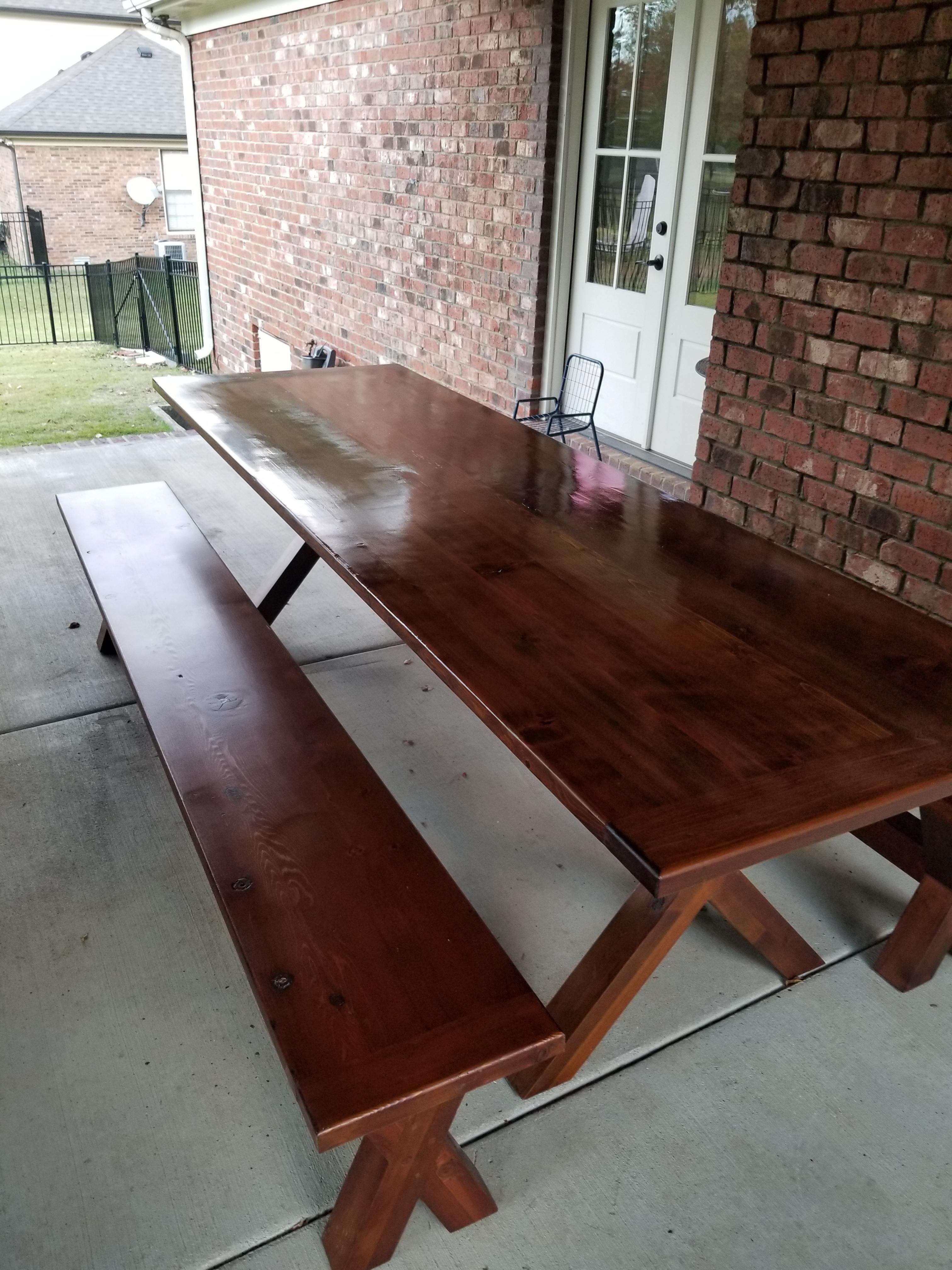 Just finished the 8ft long patio table.... Western red cedar stained with Minwax Early American