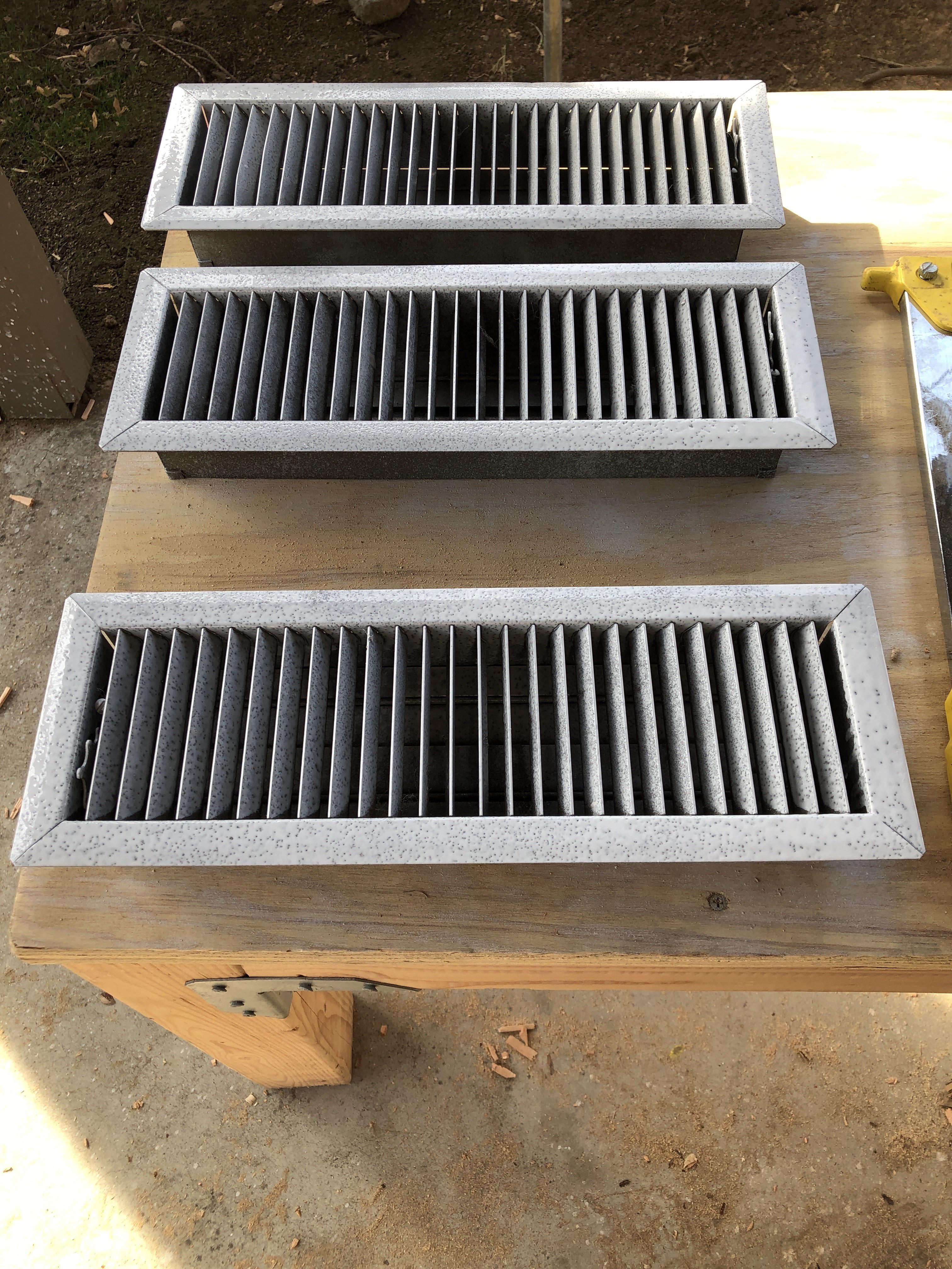 Jazzed up our floor registers for the house using hammered white spray