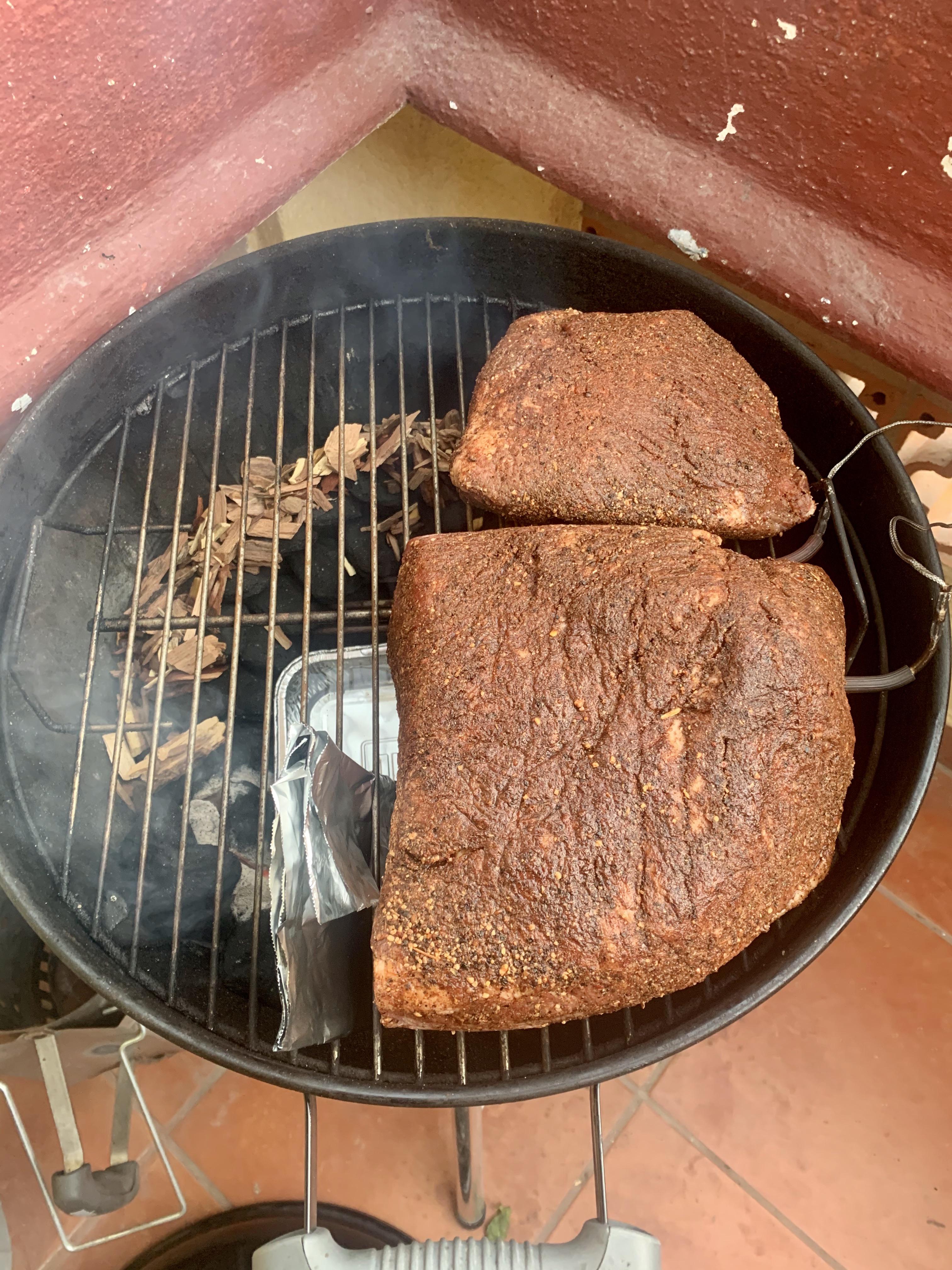 Briskets in the er using the snake method. Thanks for the advice
