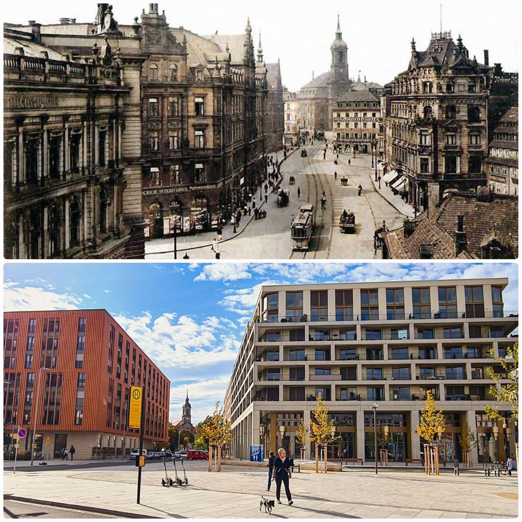 Annenstraße, Dresden 1930s and Today r/ArchitecturalRevival
