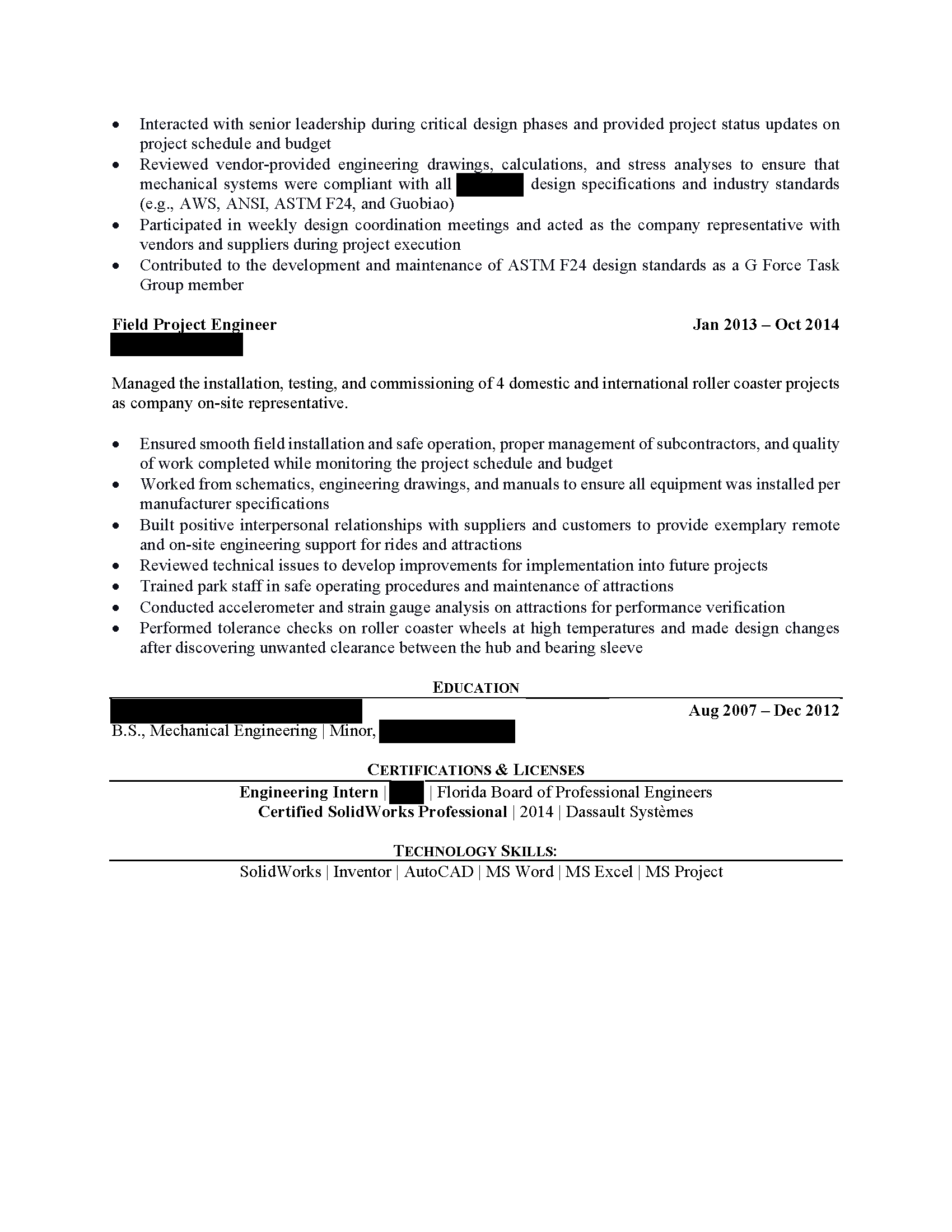 mechanical engineering internships summer 2023 florida Mid-Level Mechanical Engineer Looking For Resume Feedback : R/Engineeringresumes