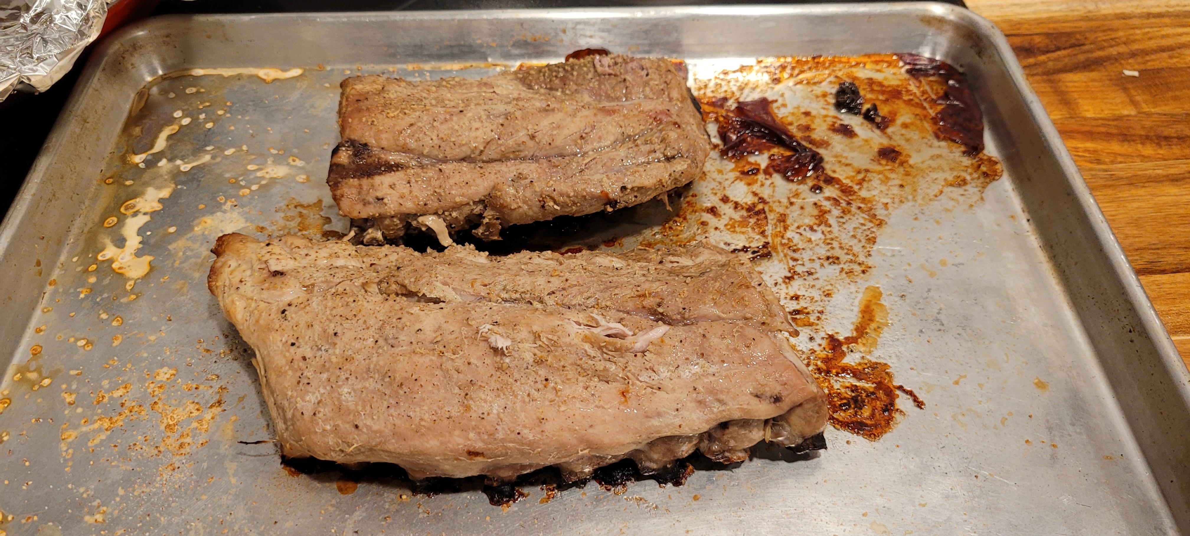 What the heck happened to my ribs? 275 degrees covered in foil. Oven