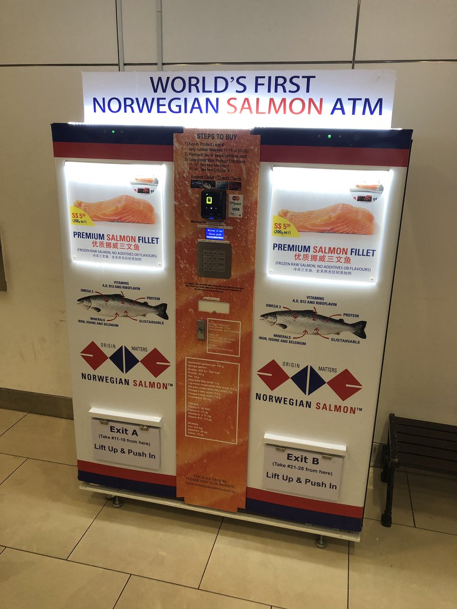 There's a vending machine that sells salmon in Singapore r