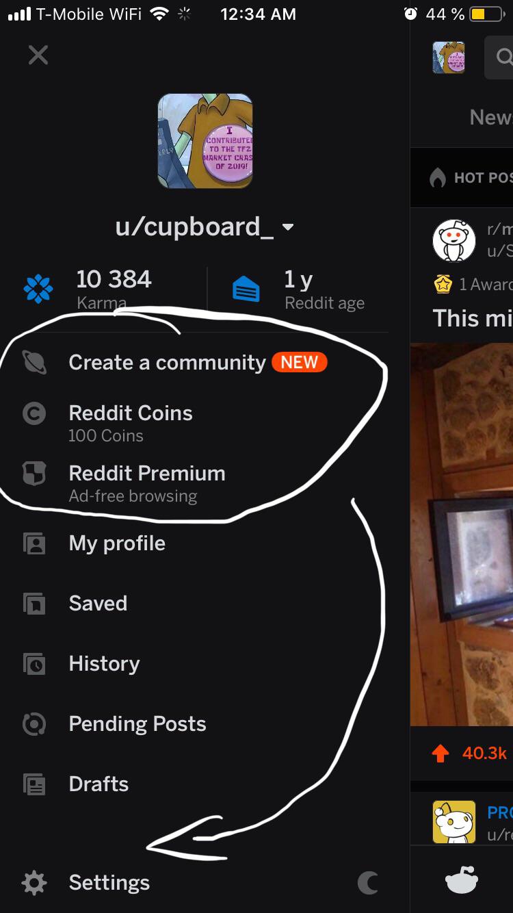 [Request] Move these three options in reddit to the bottom of the list