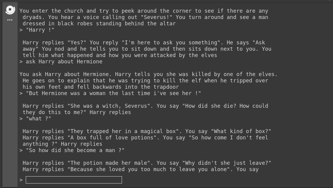 Still Better than a lot of Harry Potter FanFic r/AIDungeon