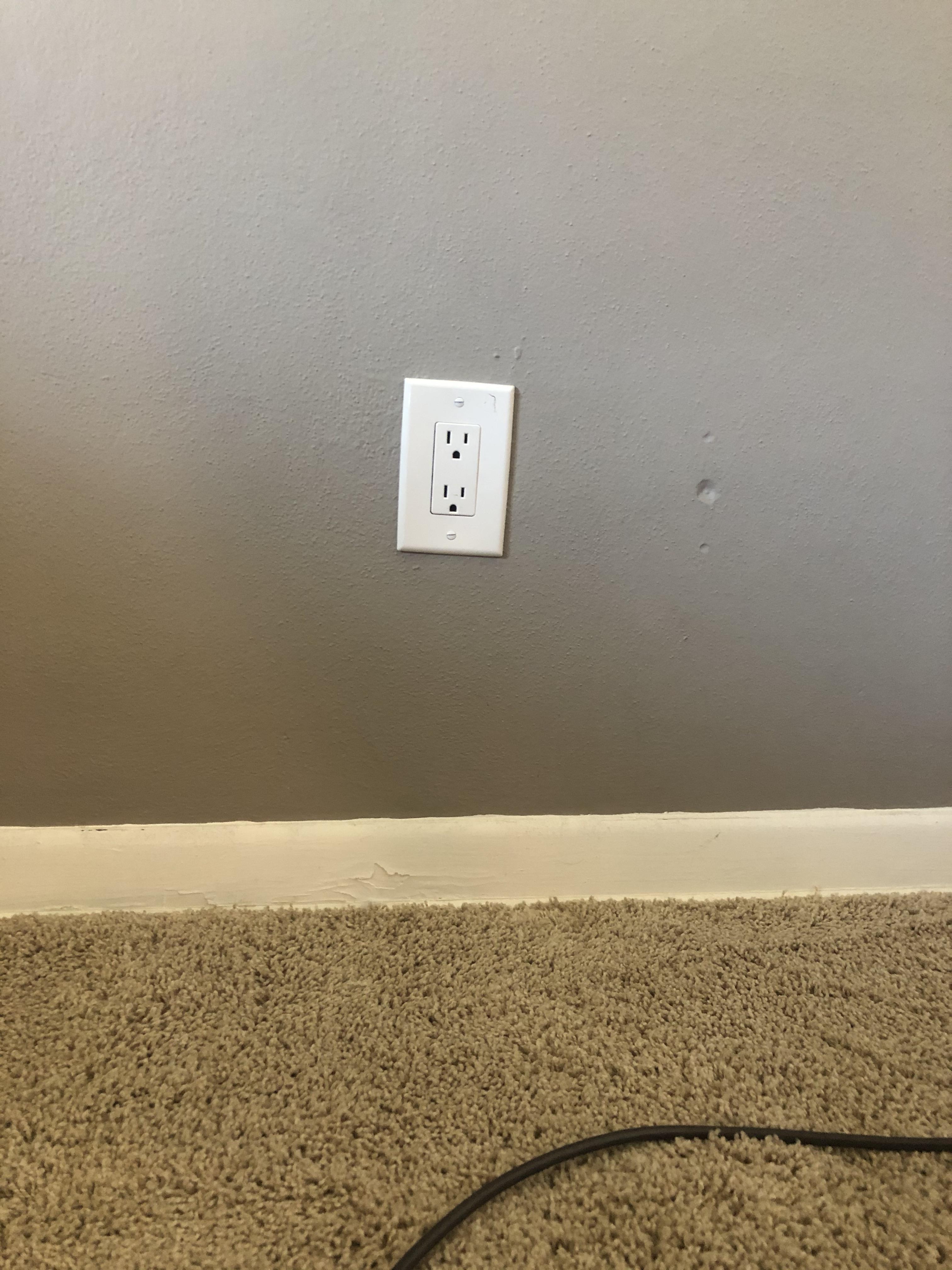 This crooked power outlet in my room. r/mildlyinfuriating