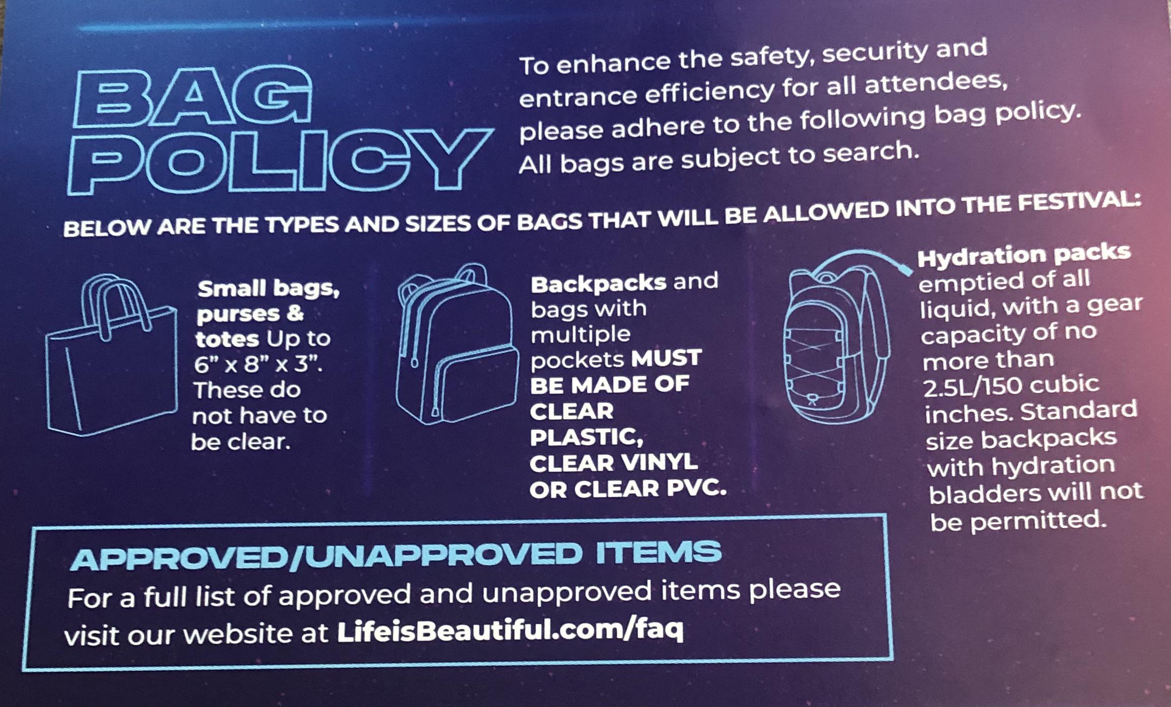 There’s been some misinformation on here about this year’s (clear) bag