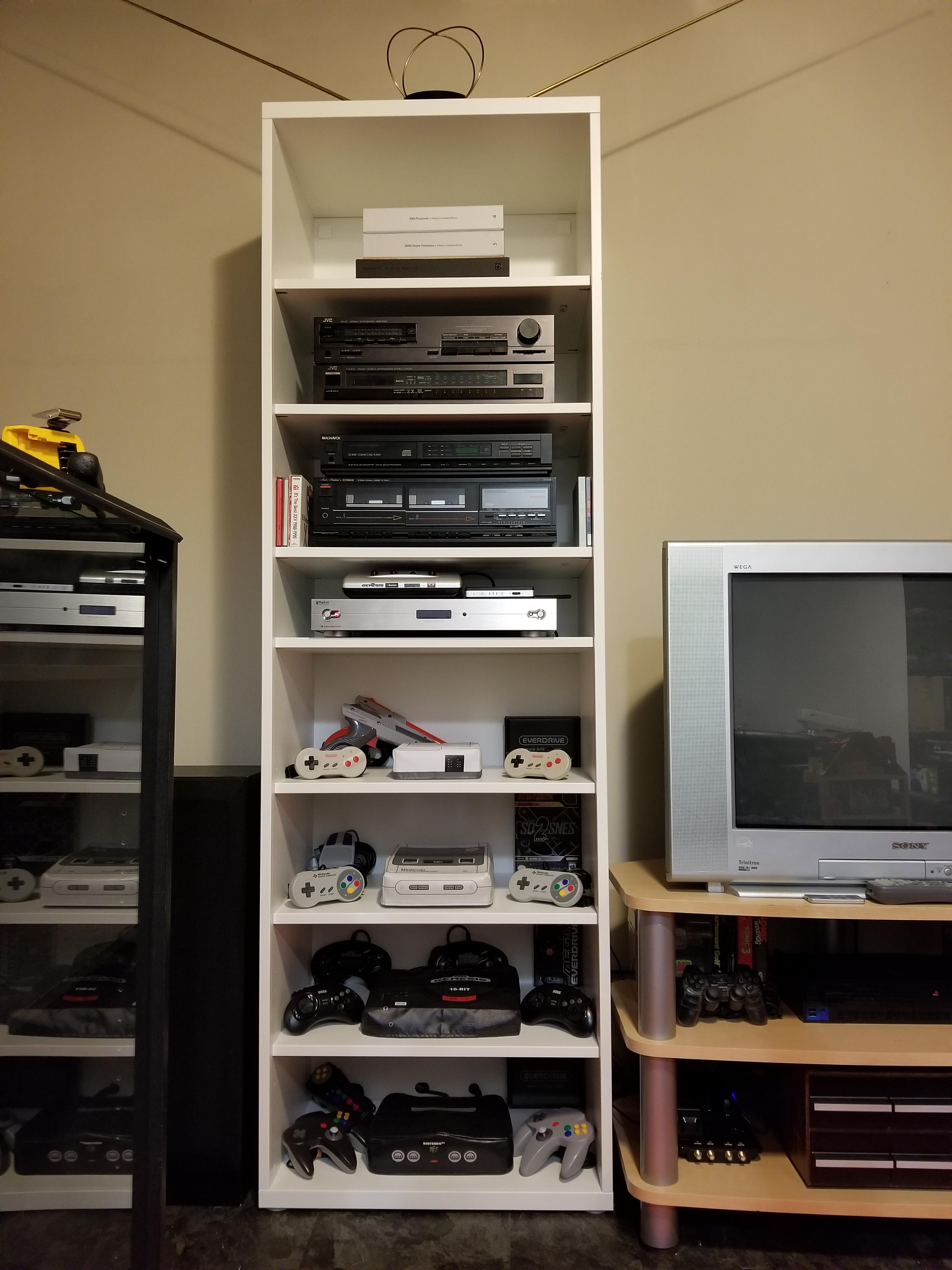 Upgraded from a stereo to an Ikea Besta frame w/shelves